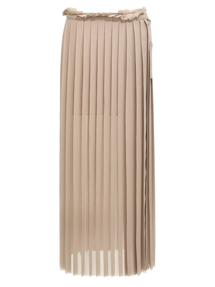Long Pleated Skirt With Flowing Silhouette And Smooth Texture
