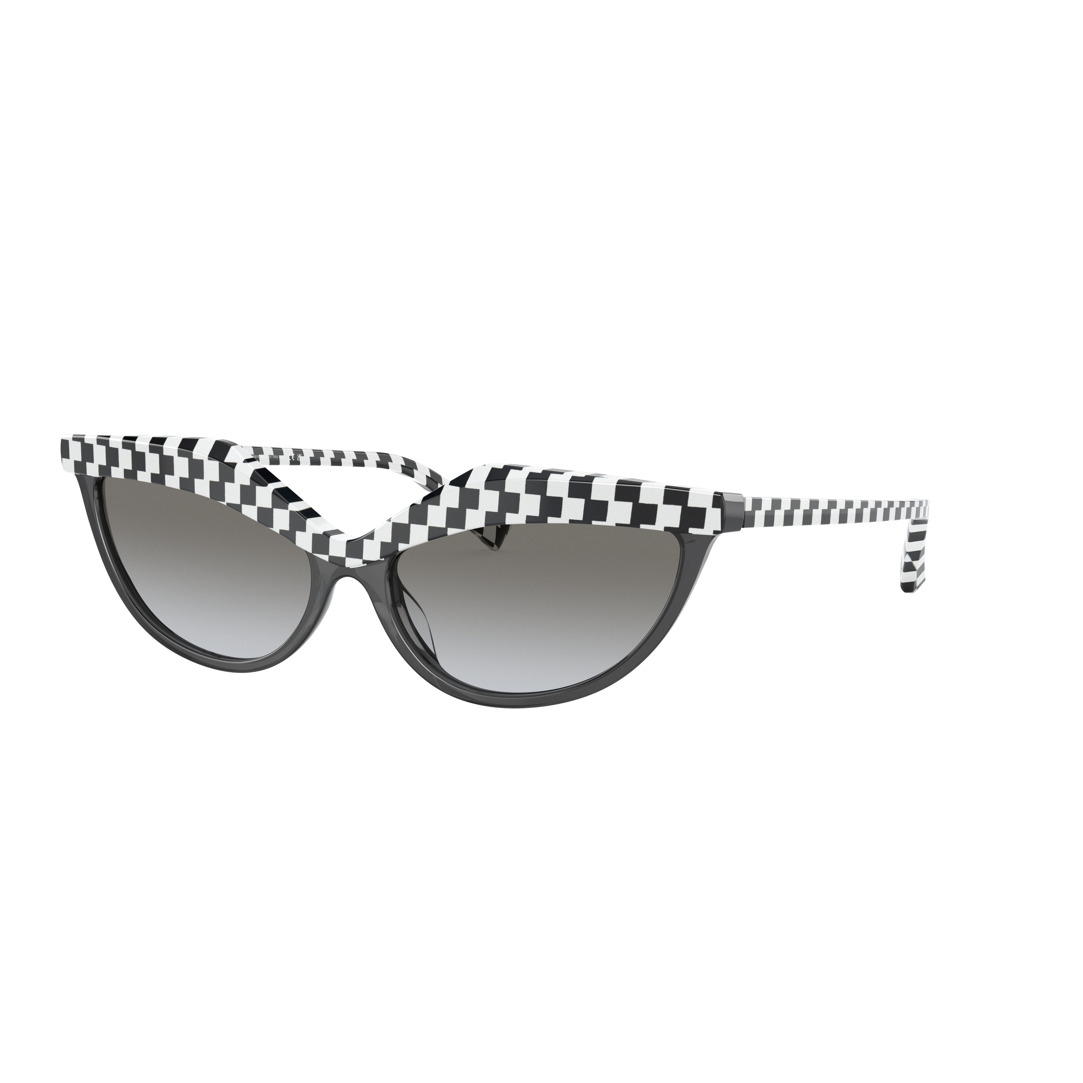 0a05070 Cat-Eye Sunglasses with Checkerboard Pattern and Gradient Lenses