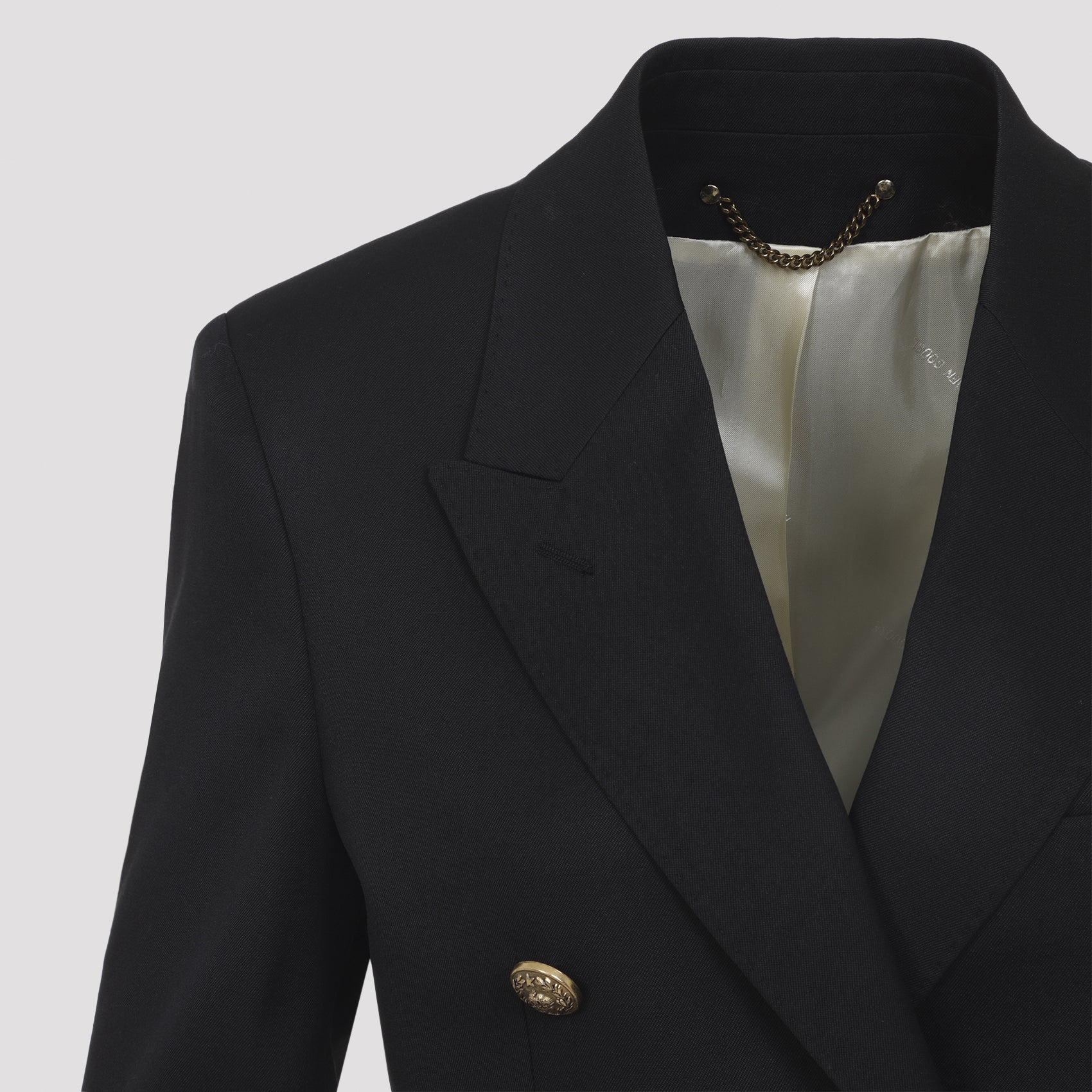 Tailored Double-Breasted Blazer With Gold-Tone Buttons