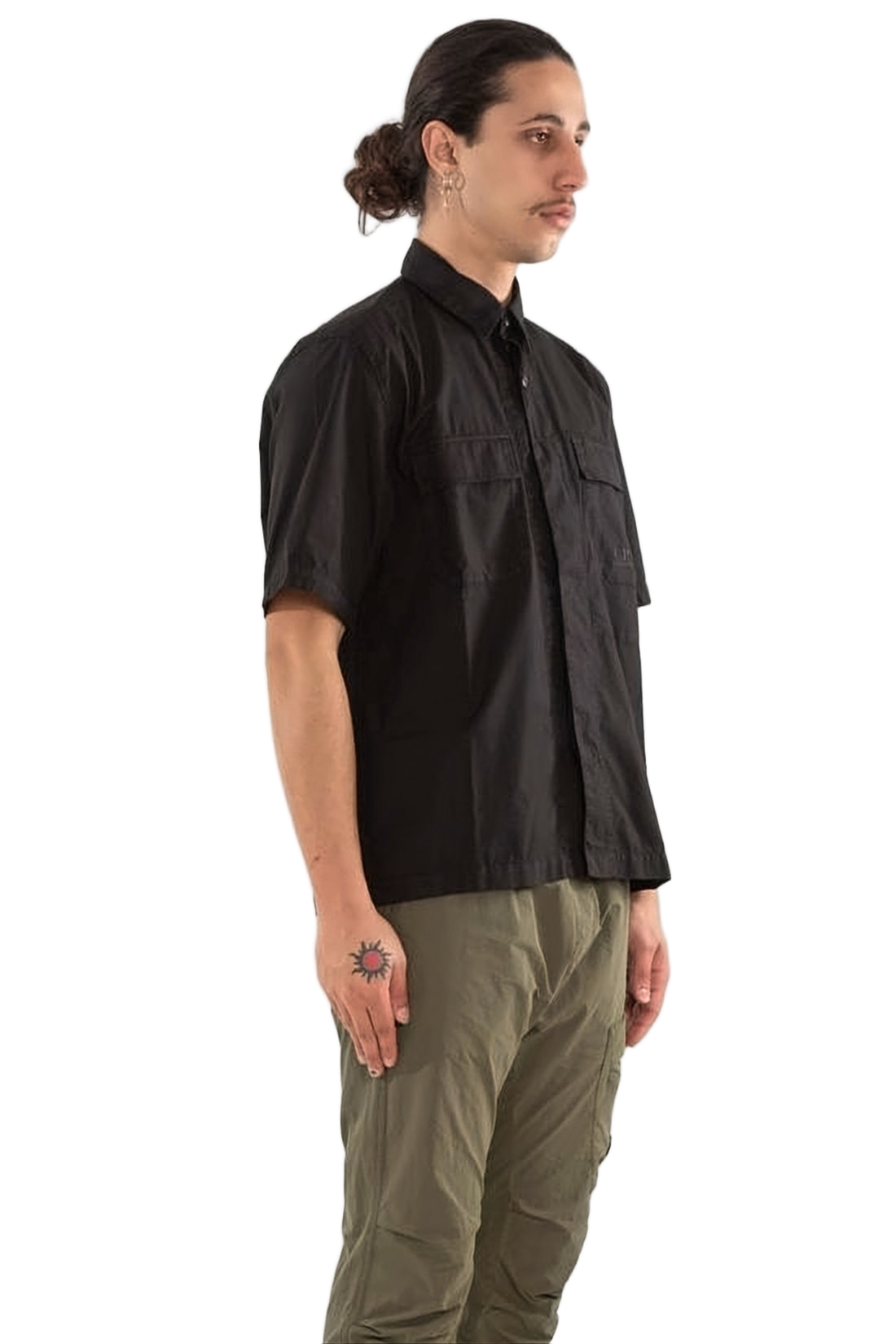 Boxy Fit Short-Sleeve Shirt with Classic Collar