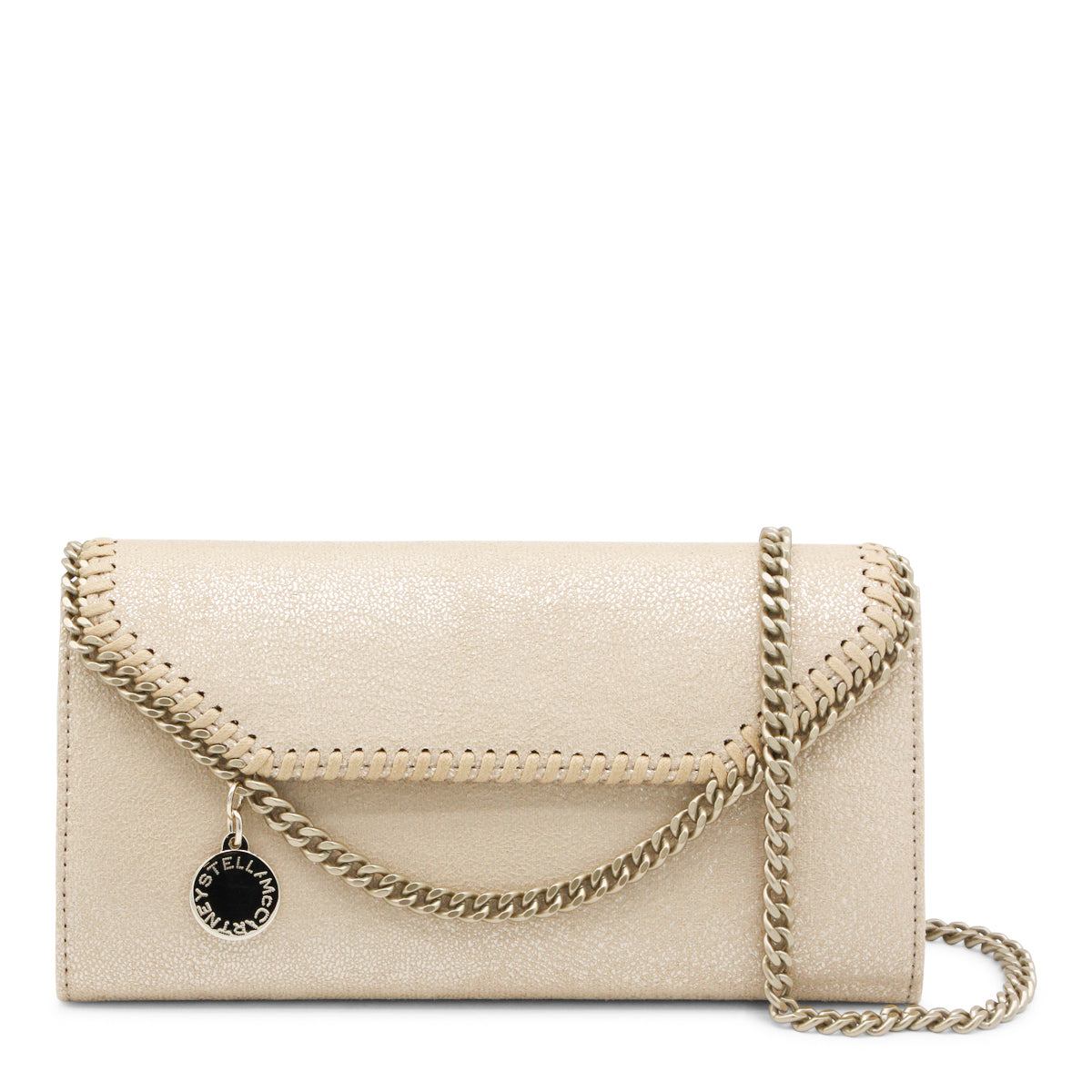 Gold Faux Leather Continental Wallet Crossbody Bag