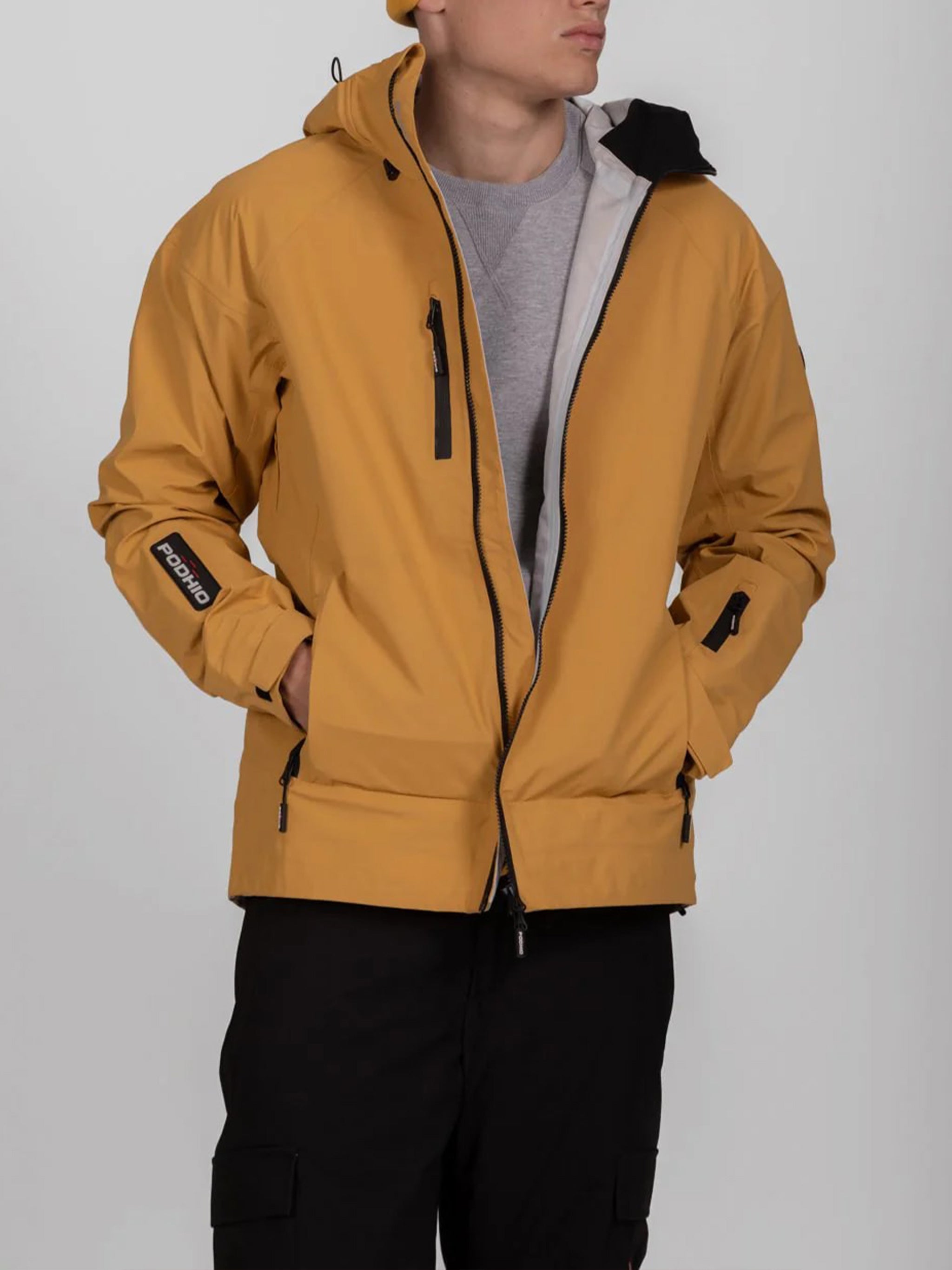 Mustard Yellow Guscio Tre Strati Polyester Jacket