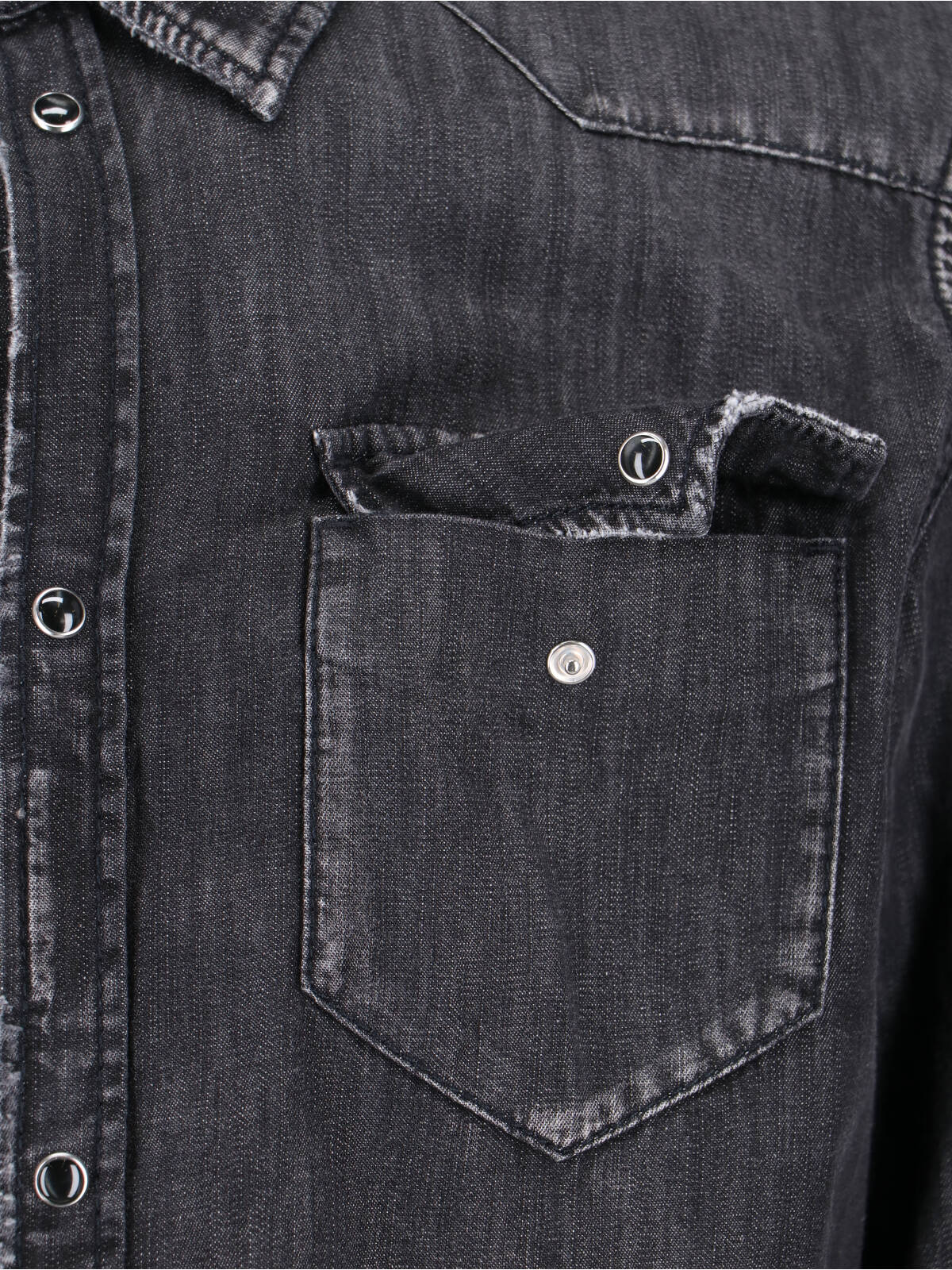 Black Vintage Classic Collar Denim Shirt