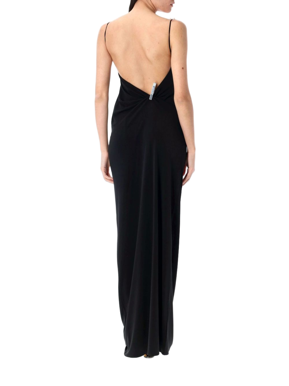 Draped Bodice Black Maxi Dress