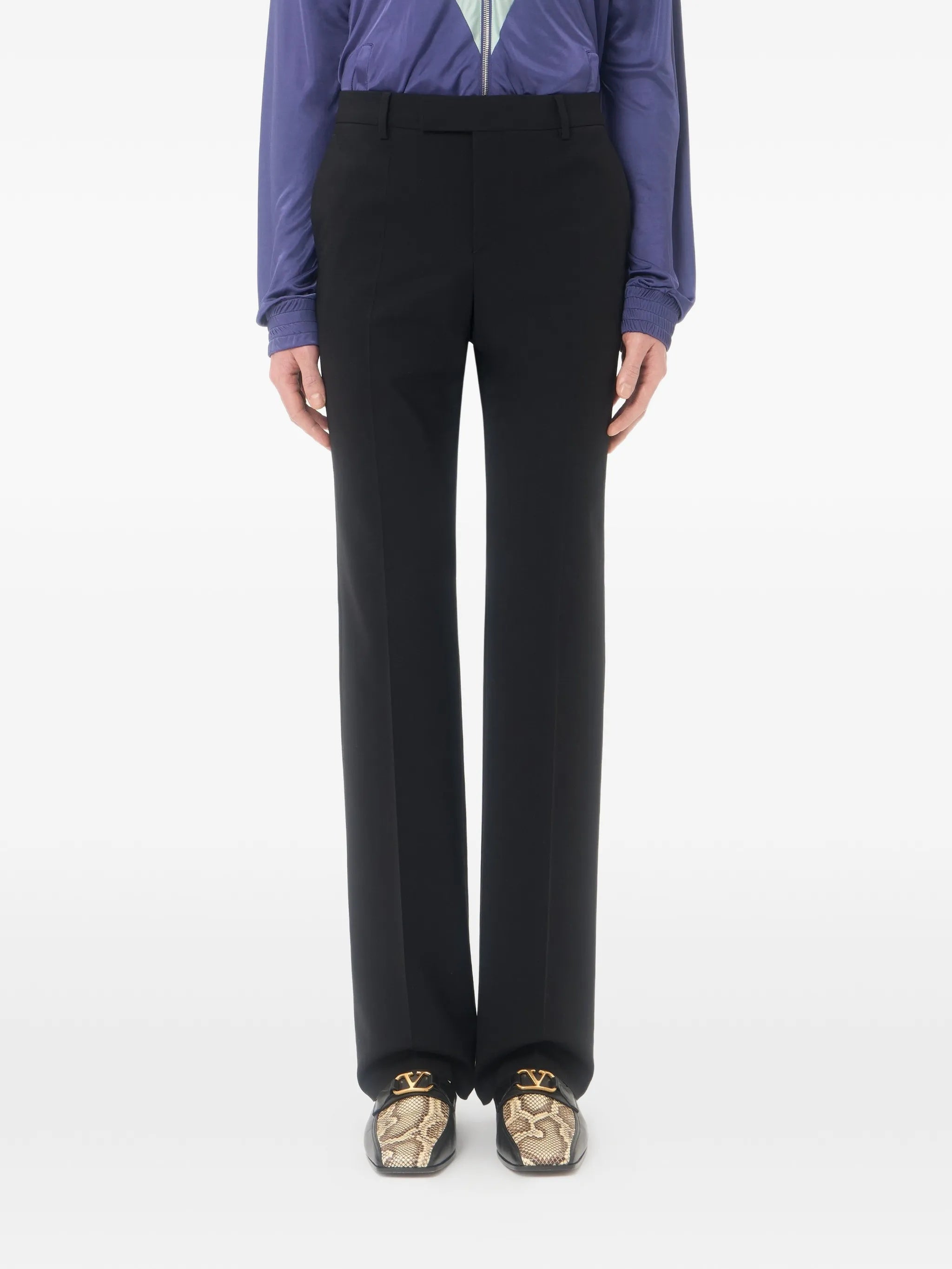 Black Formalwear Straight-Leg Wool Pants
