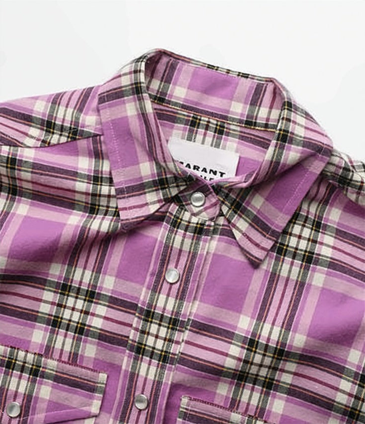 Plaid Long-Sleeved Shirt with Classic Collar