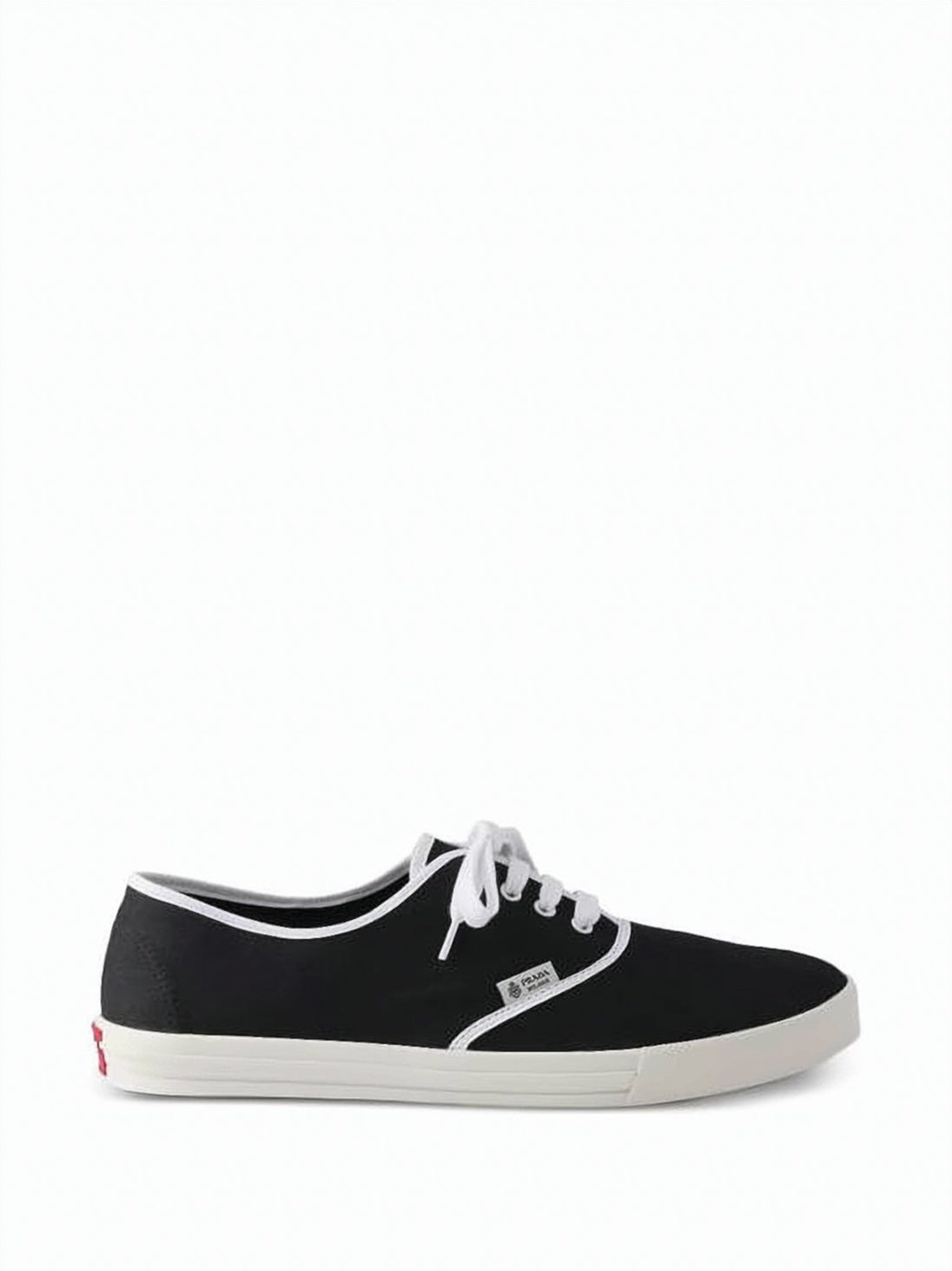 Low-Profile Cotton Fabric Sneakers with White Piping