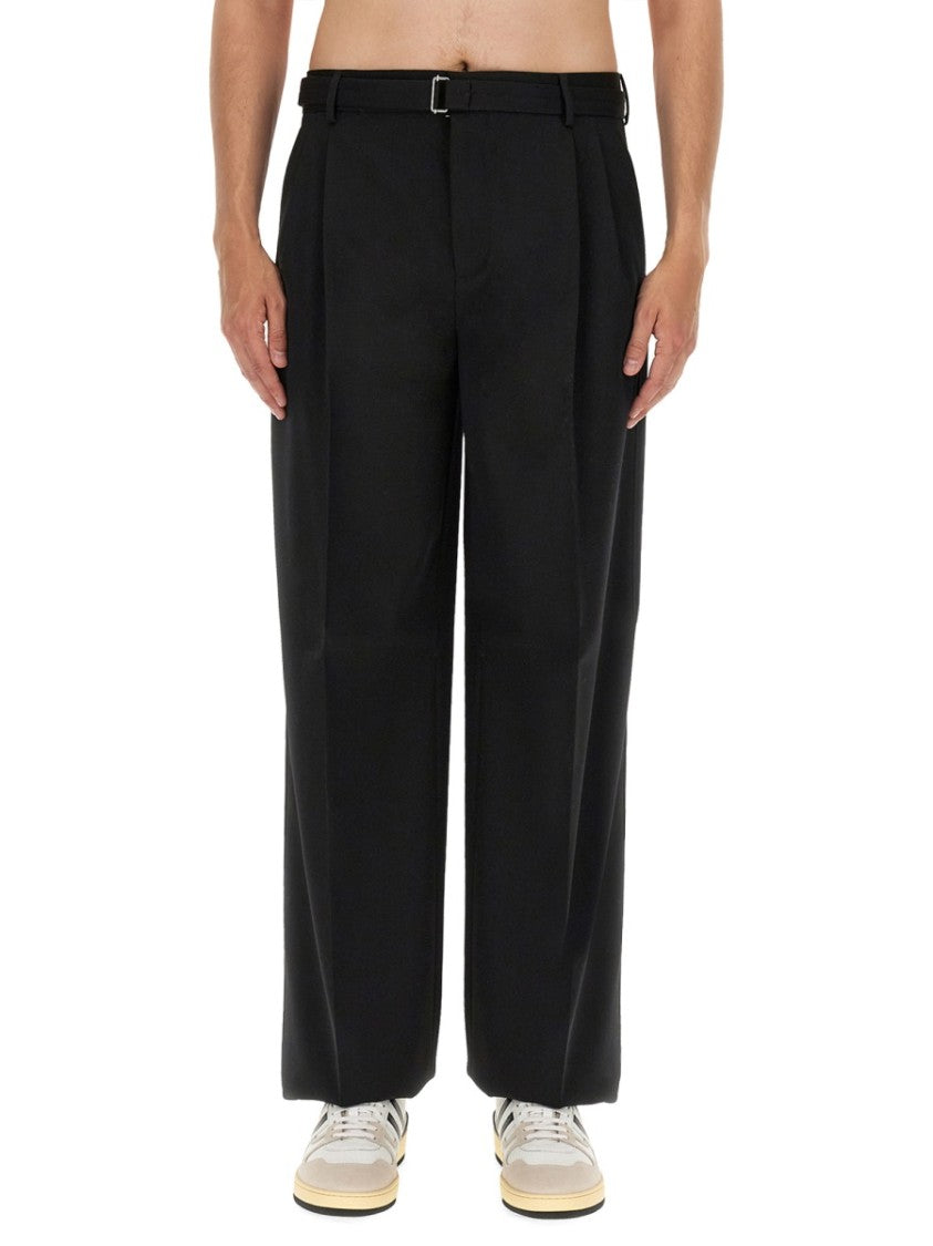 Tailored Black Wool Wide Leg Pants