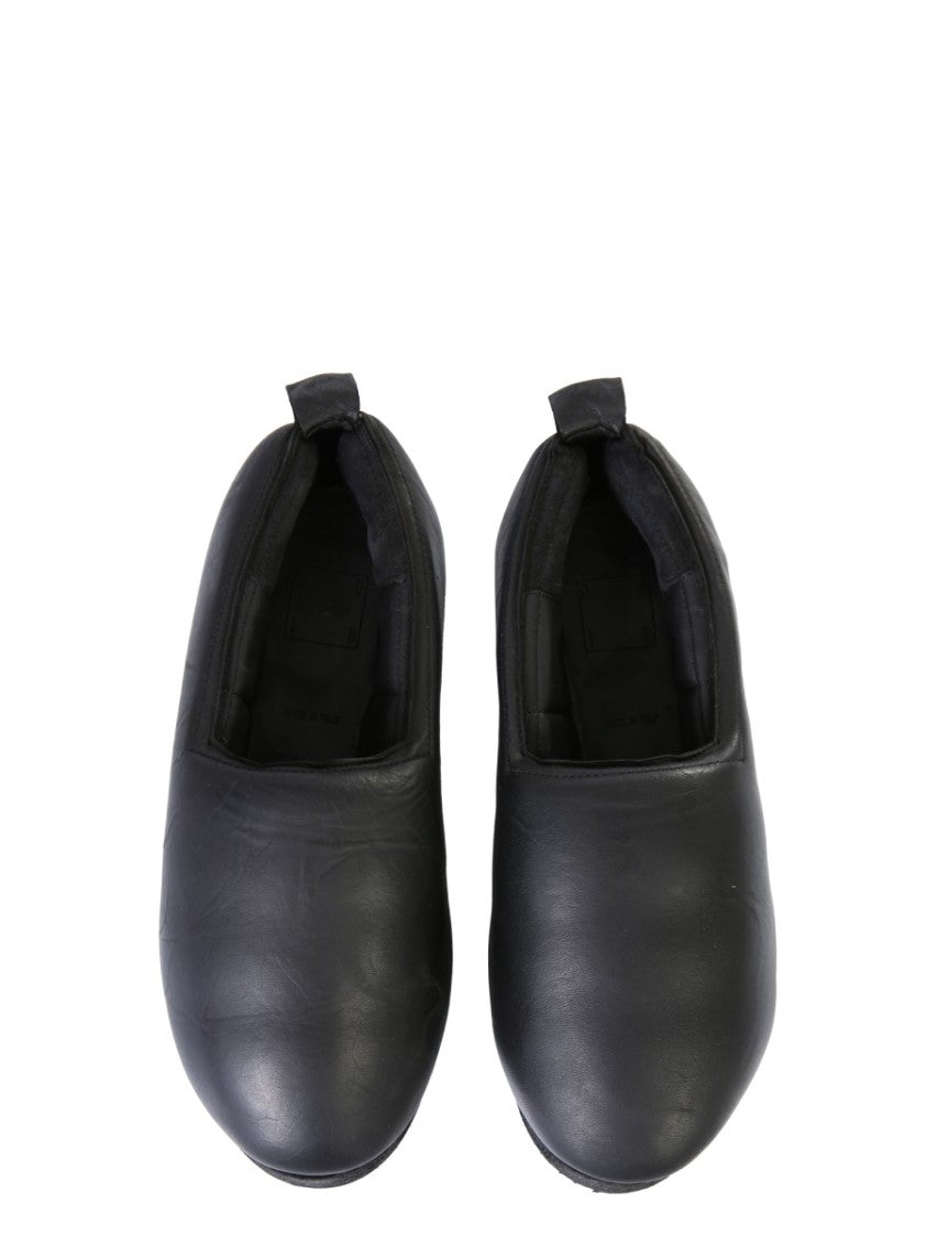 Black Leather Slipper Sneakers