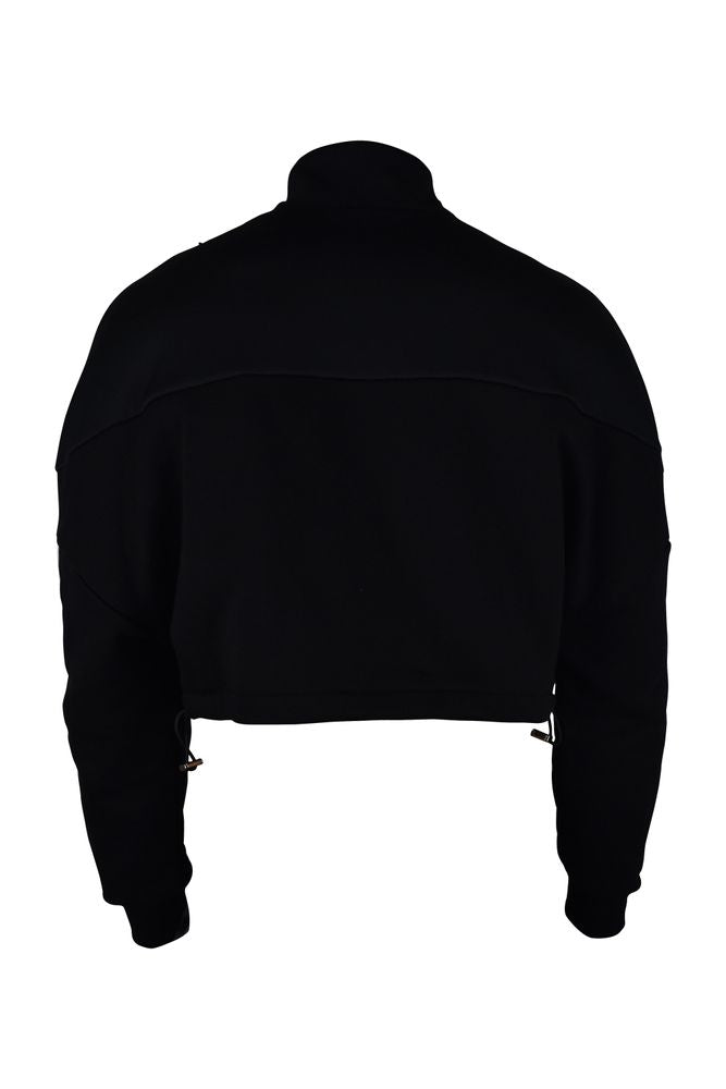 Cropped Black Jacket With Distinctive Logo