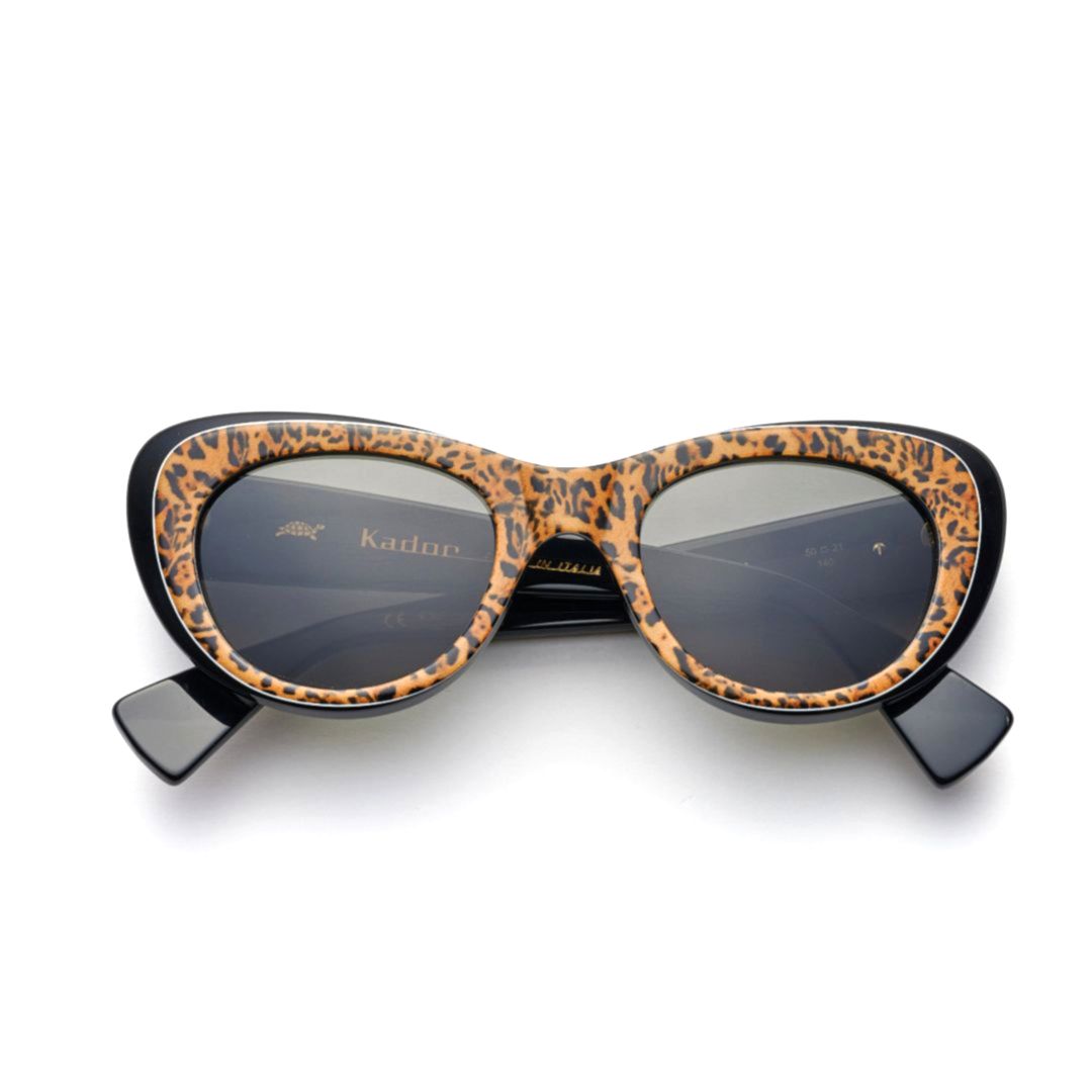 Diva Bold Cat-Eye Sunglasses with Leopard Print Accents