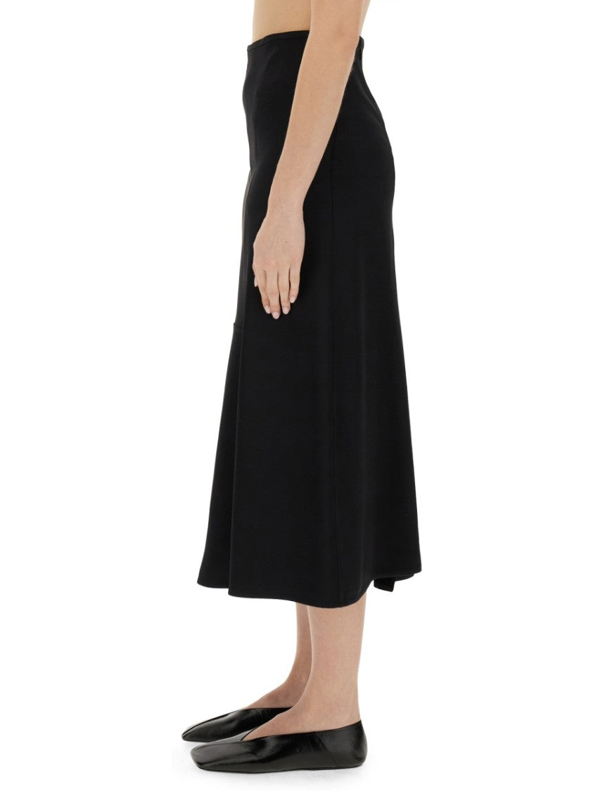 Flared Black Midi Skirt