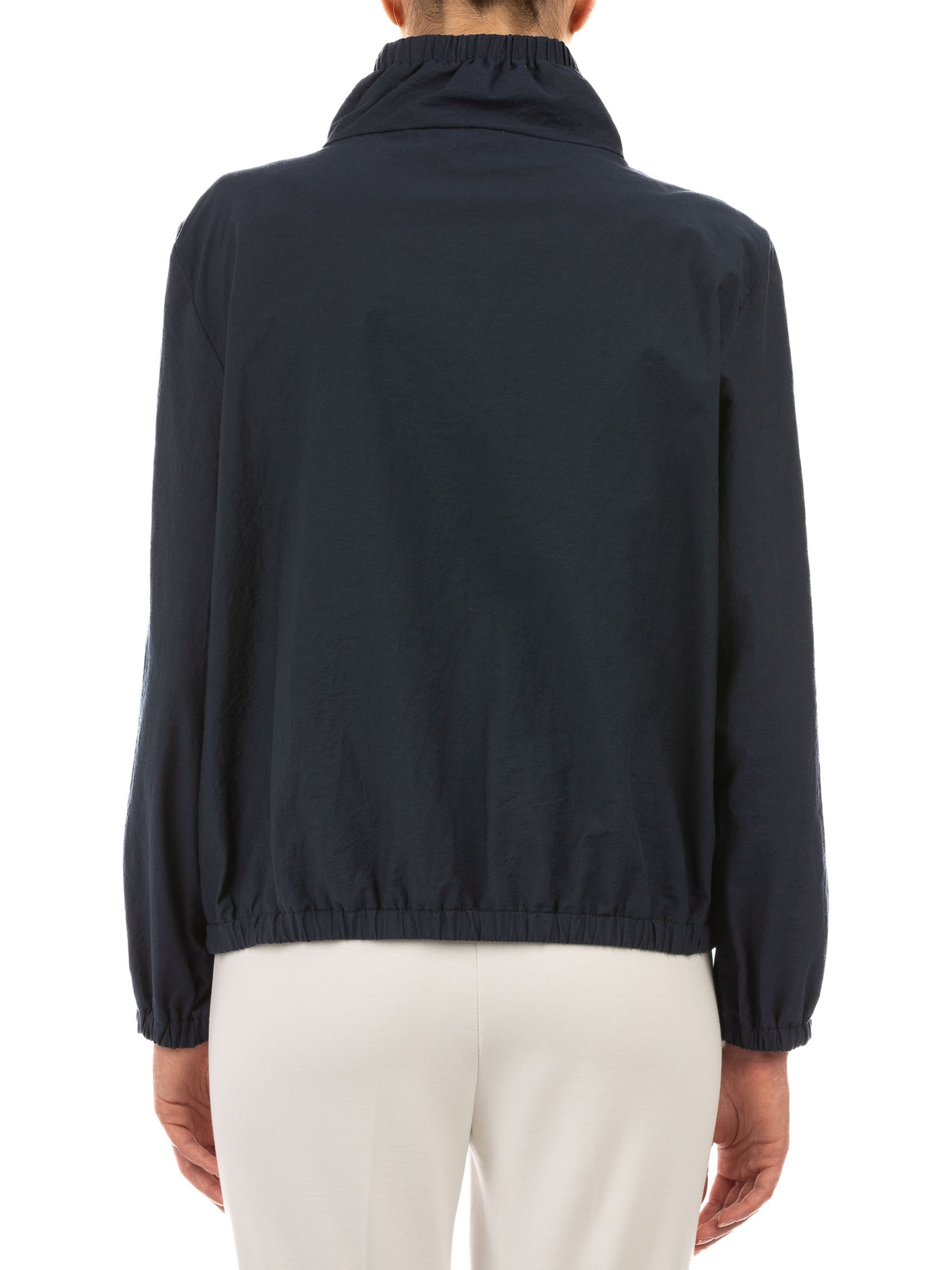 Blue Cropped Casual Cotton Jacket