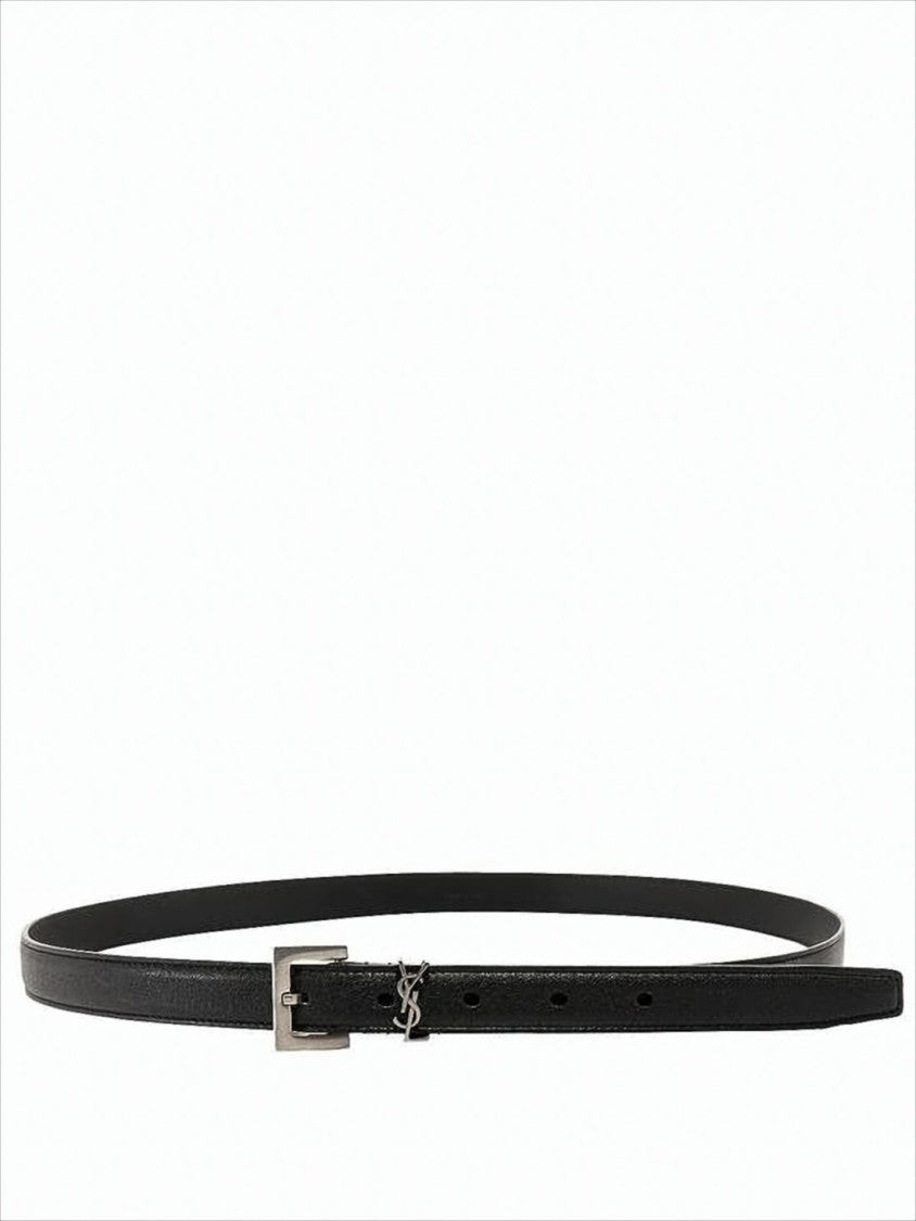 Narrow Lambskin Belt with Minimalist Silver Buckle