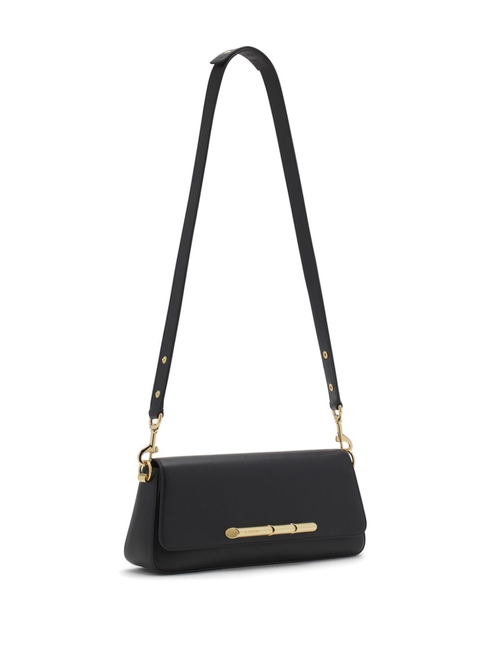 Smooth Black Leather Foldover Bag