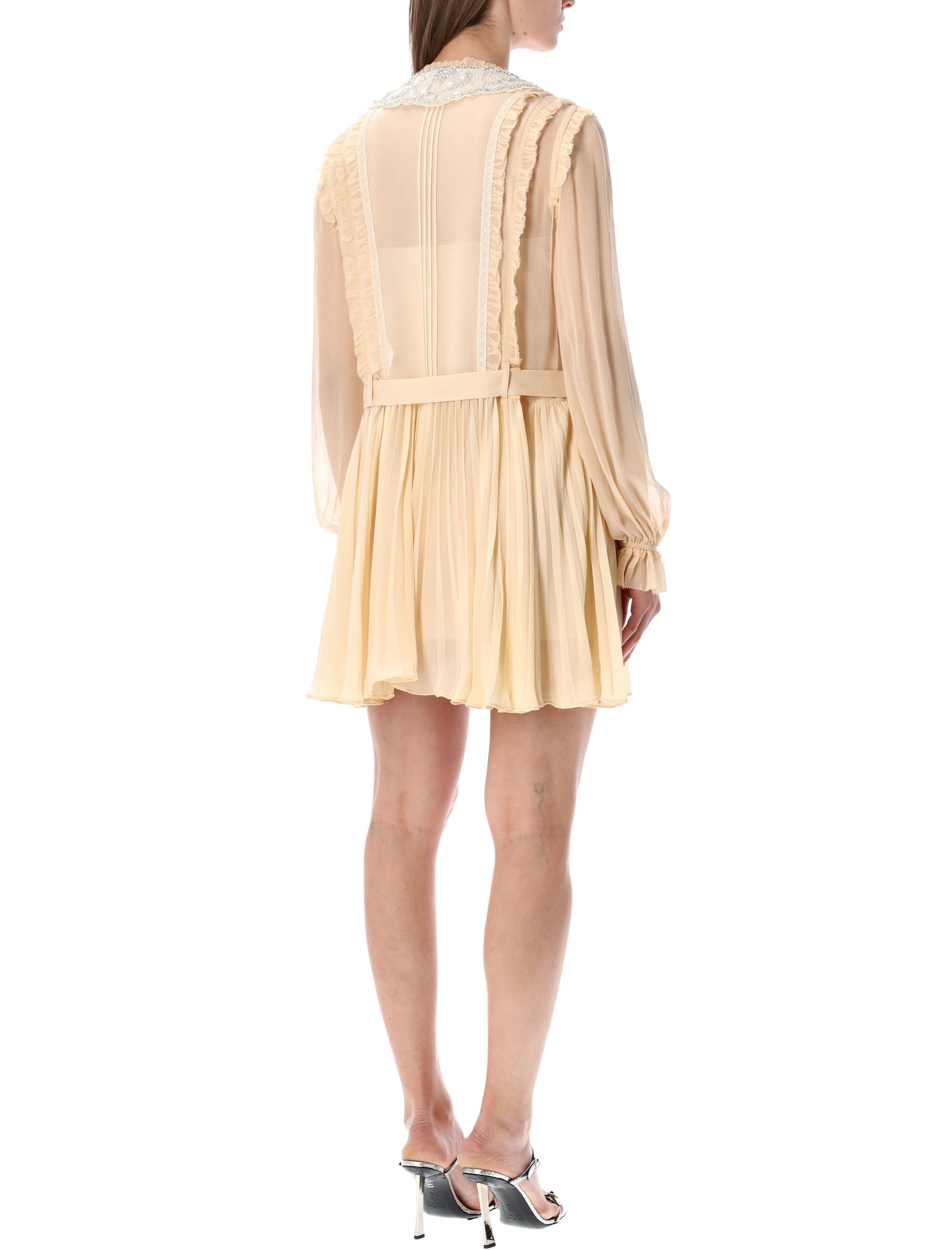 Pleated Georgette Mini Dress