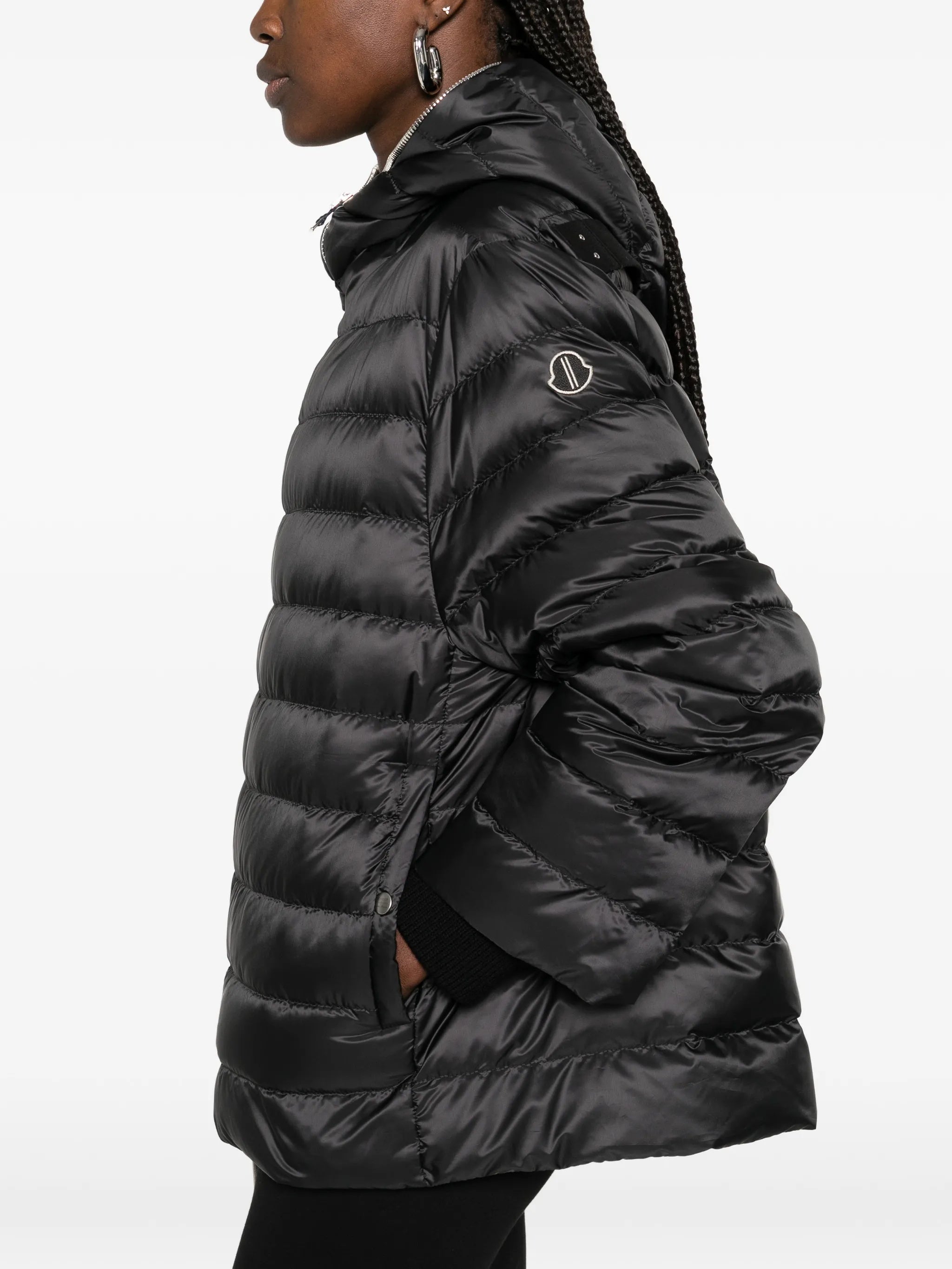 Black Woven Quilted Cropped Jacket