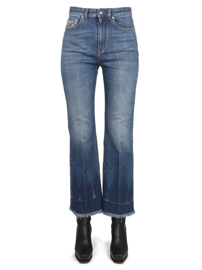 Cropped Flared Jeans In Denim