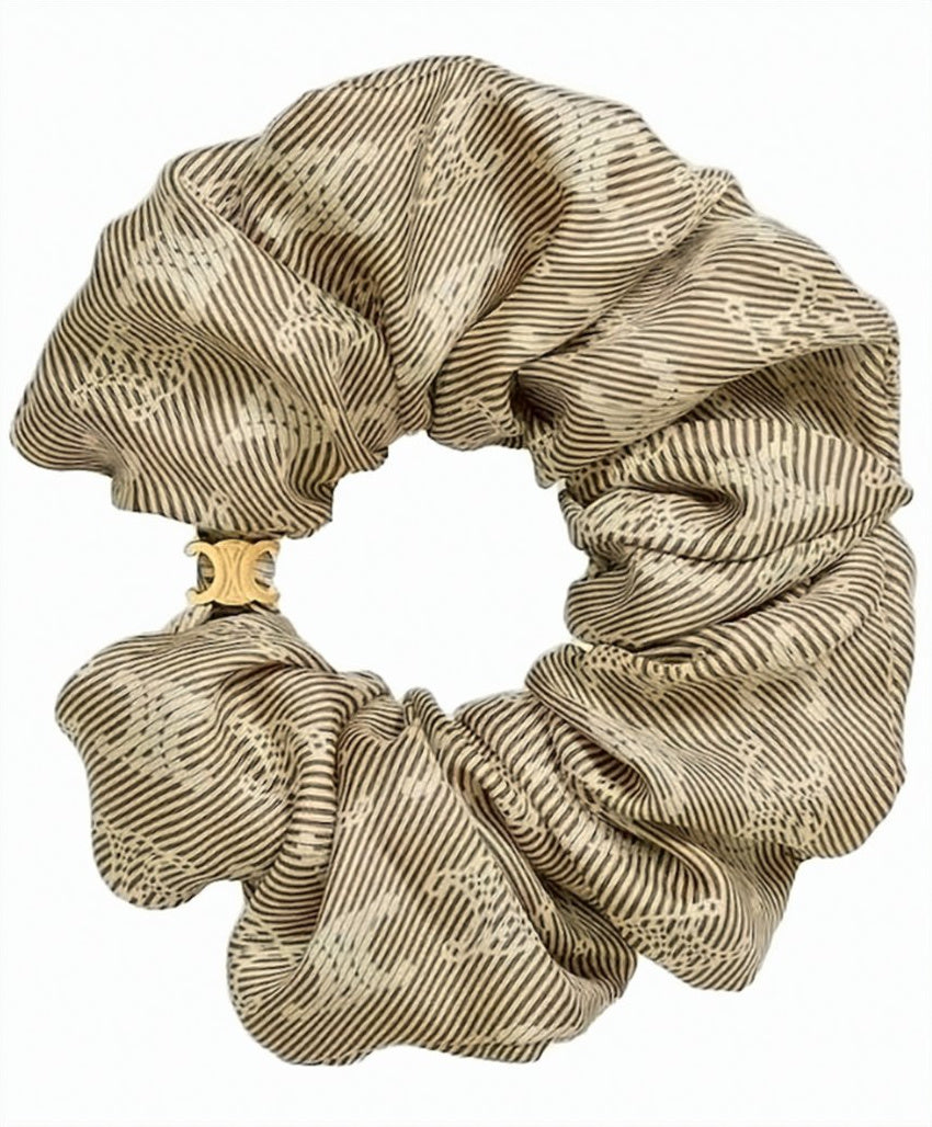 Silk Scrunchie with Brass Emblem