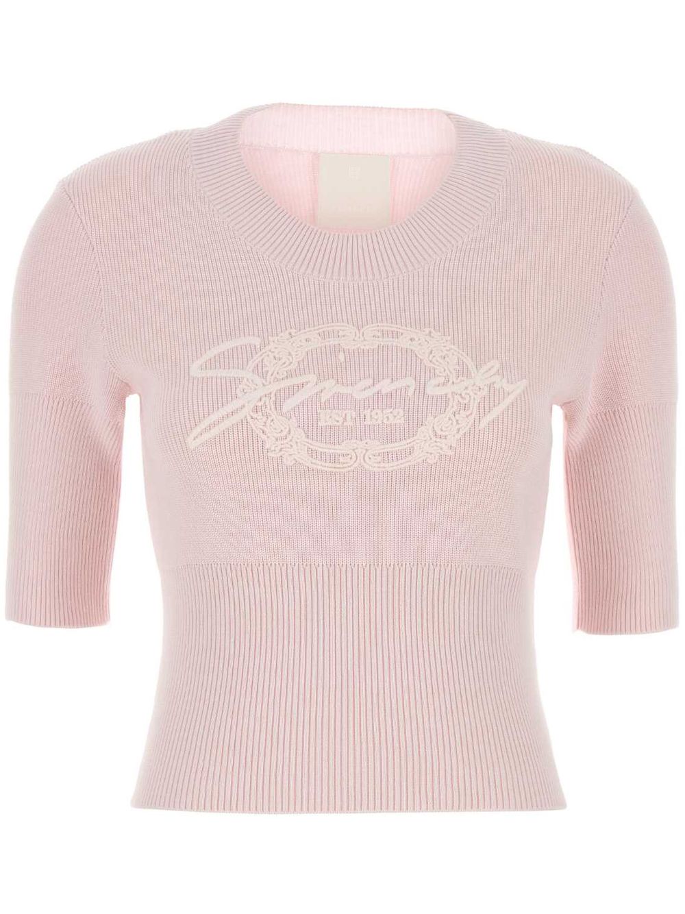 Powder Pink Ribbed Knit Sweater