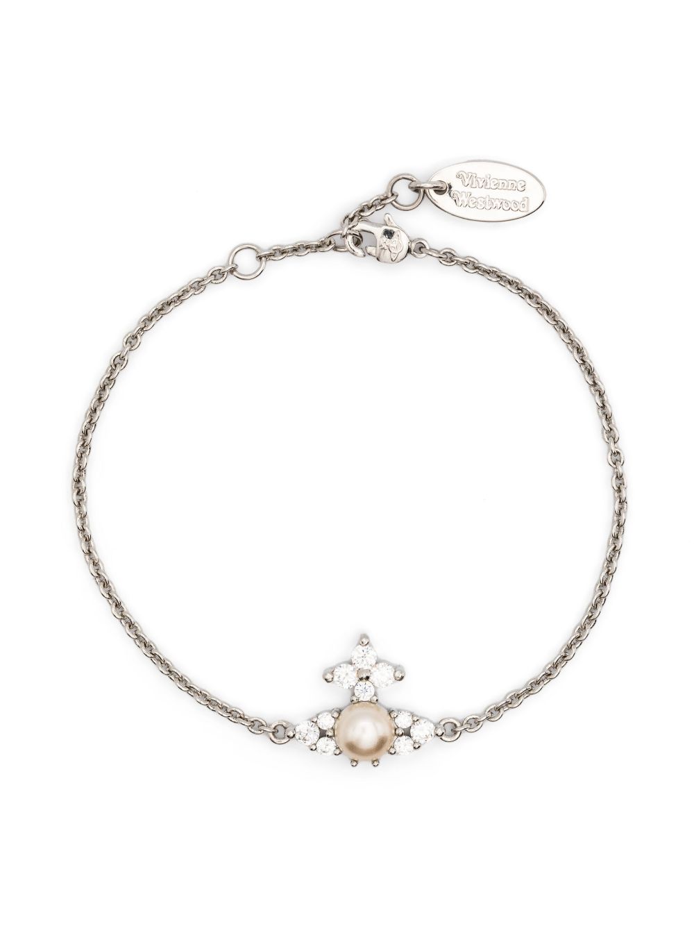 Silver-Tone Cable-Link Bracelet With Crystal
