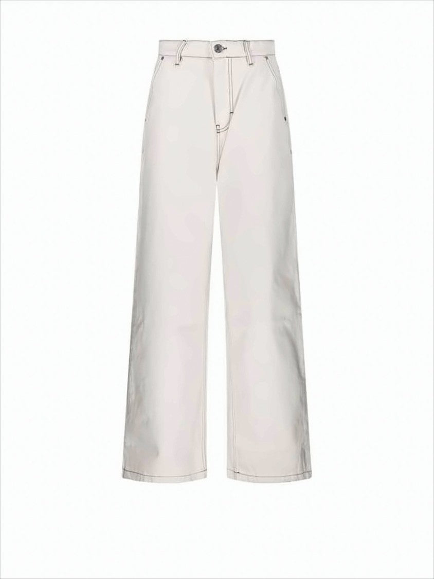 High-Waisted Straight-Leg Pants with Belt Loops