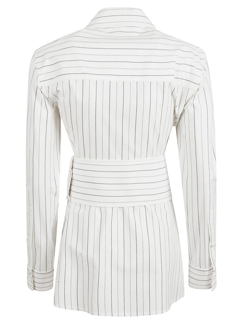Vertical Striped Shirt With Belted Waist