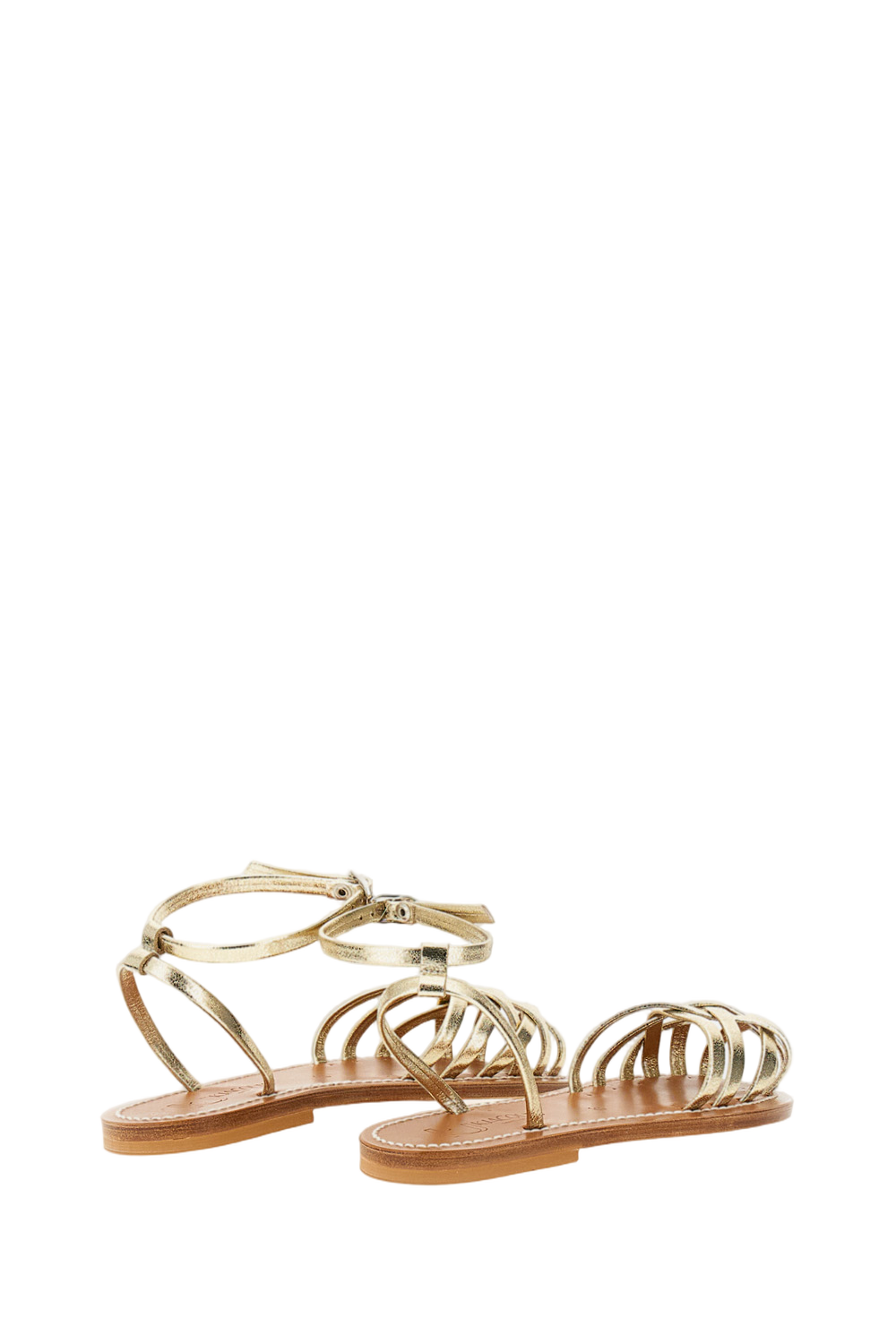 Gold Danaens Leather Cage Sandals