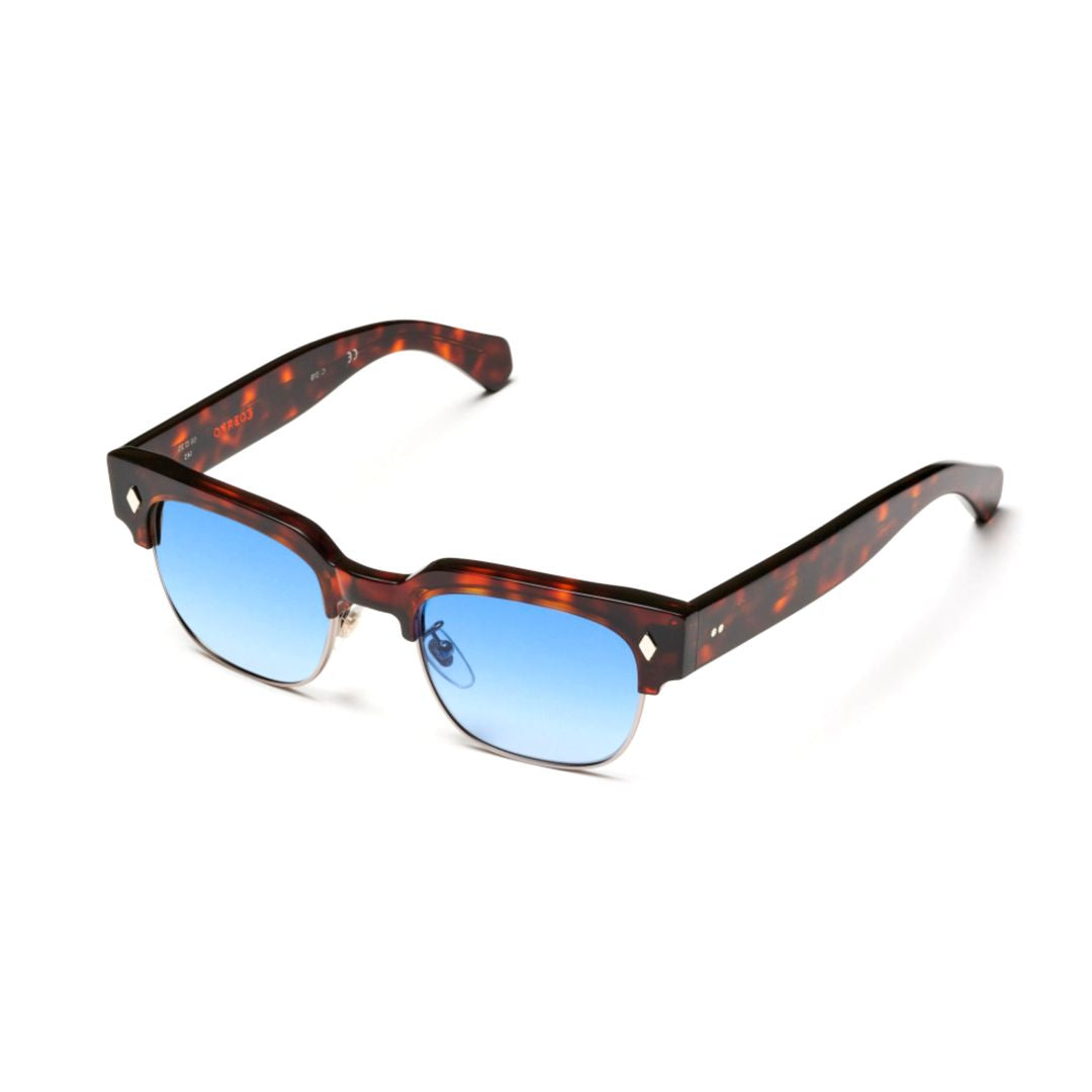 Tobako Cm Rectangular Tortoiseshell Sunglasses with Gradient Blue Lenses