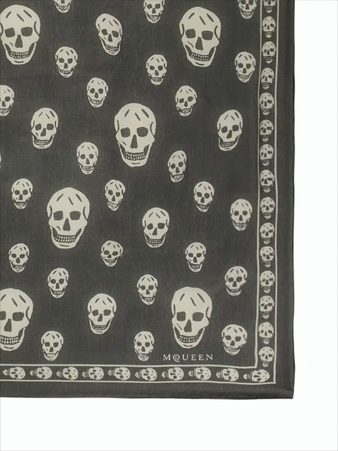 Rectangular Silk Scarf with Repeating Skull Motifs