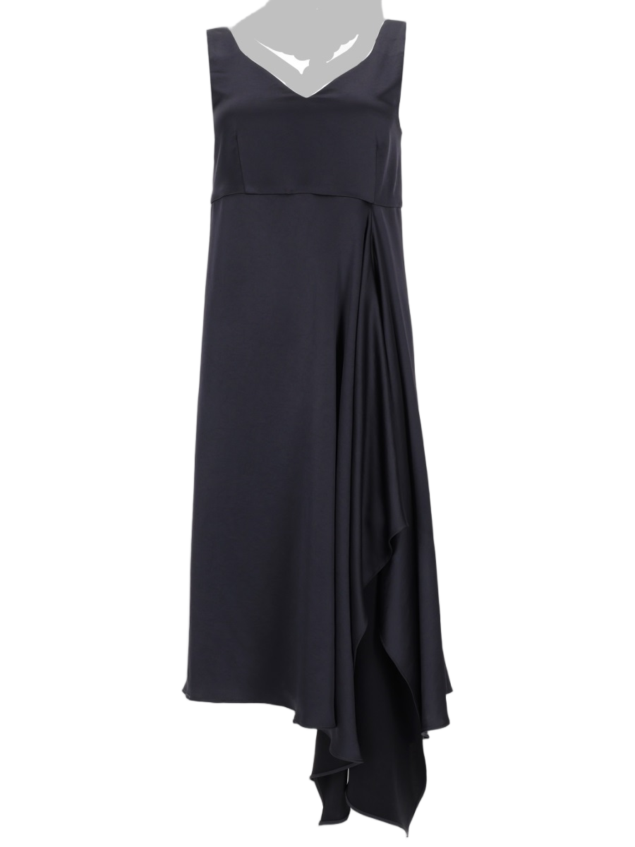 Asymmetrical Handkerchief Hem Dress With Square Neckline