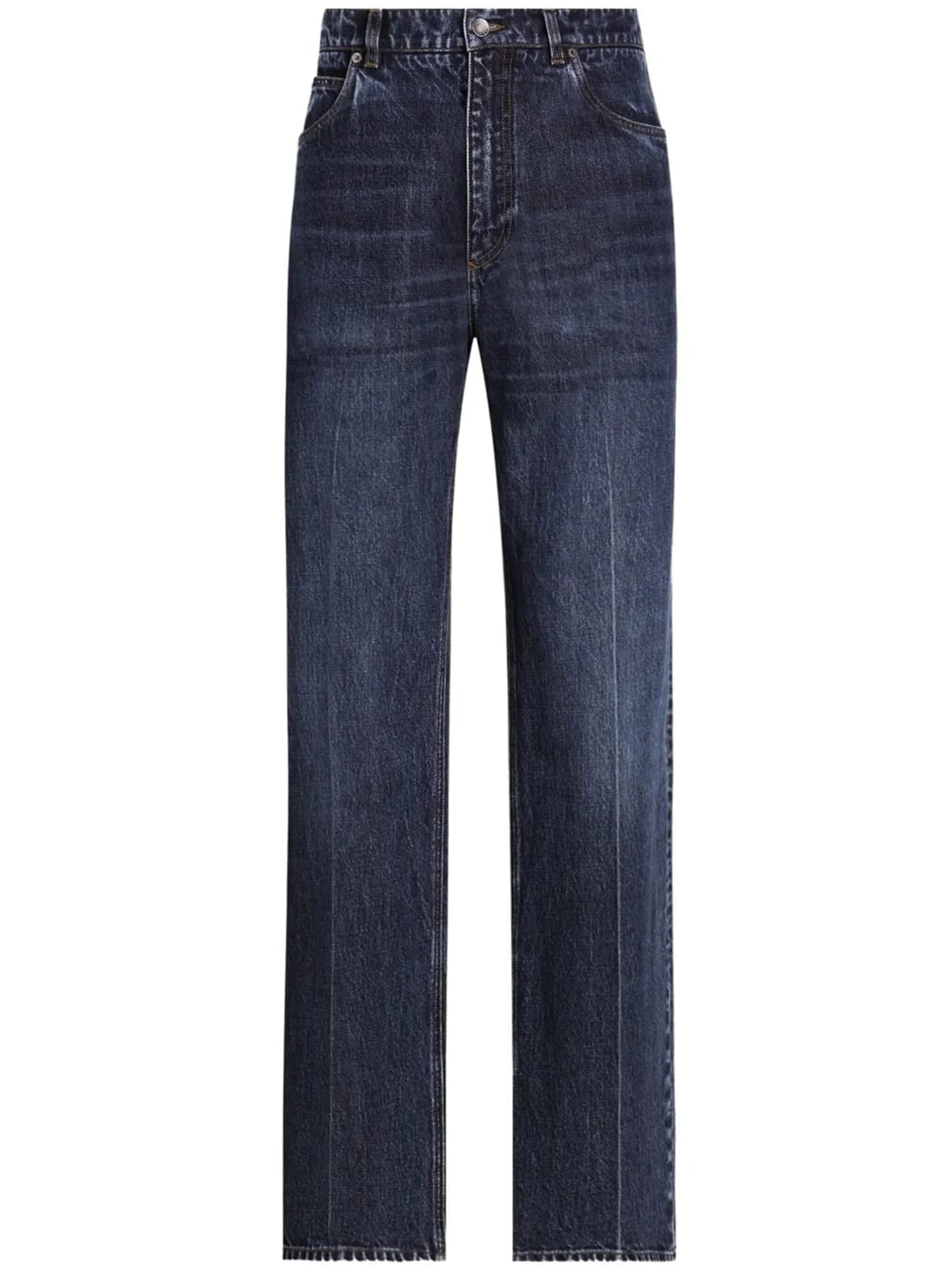 Oversized Wide-Leg Faded Blue Denim Jeans