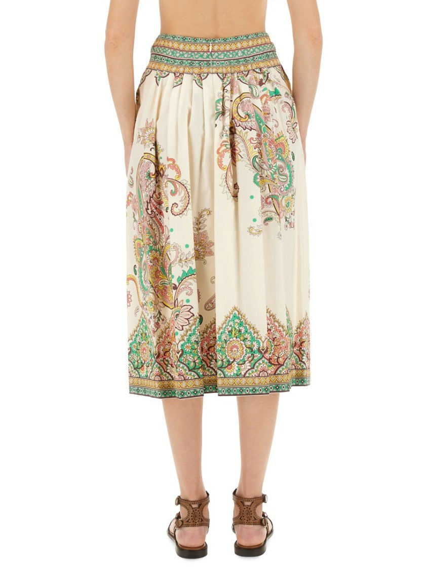 Paisley Print Midi Skirt