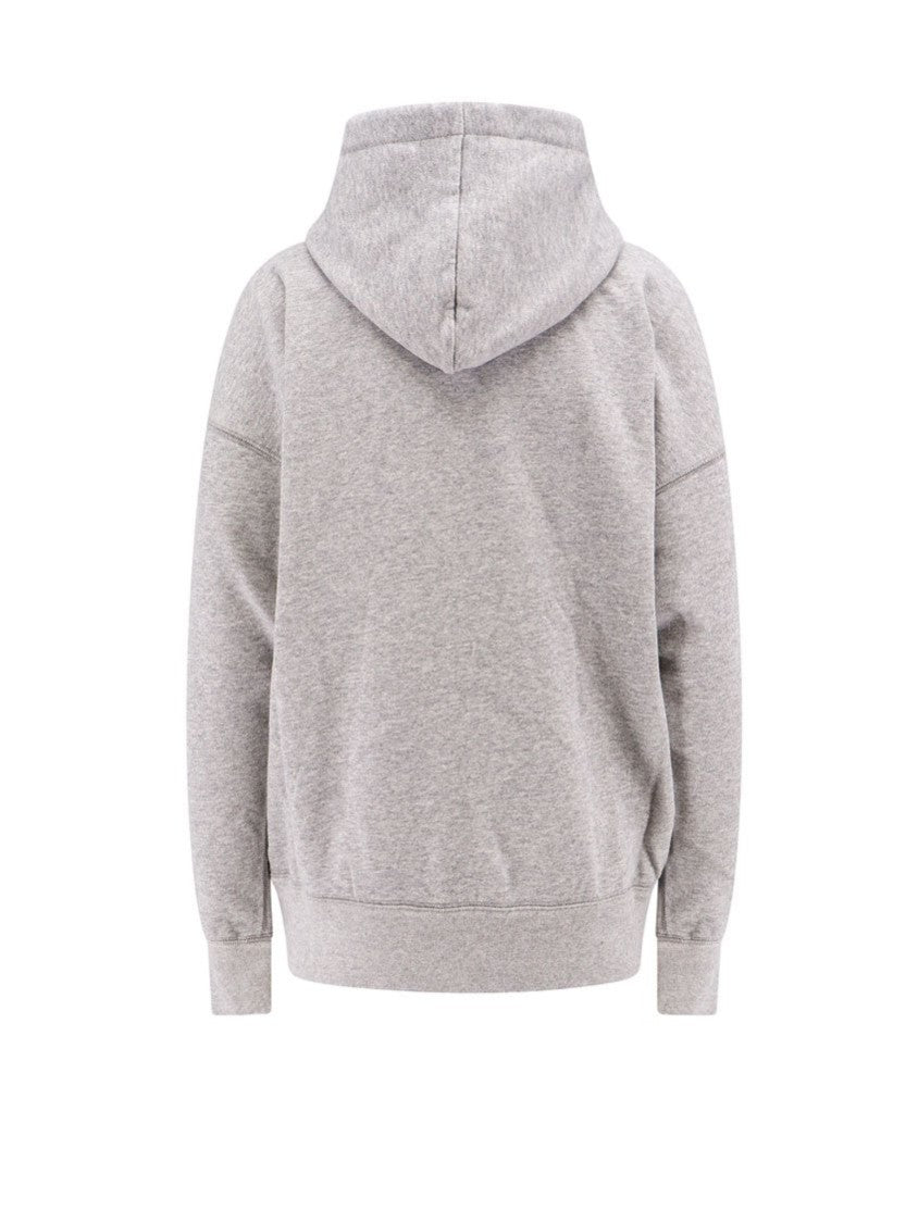 Heathered Fabric Hoodie with Graphic Logo Detail
