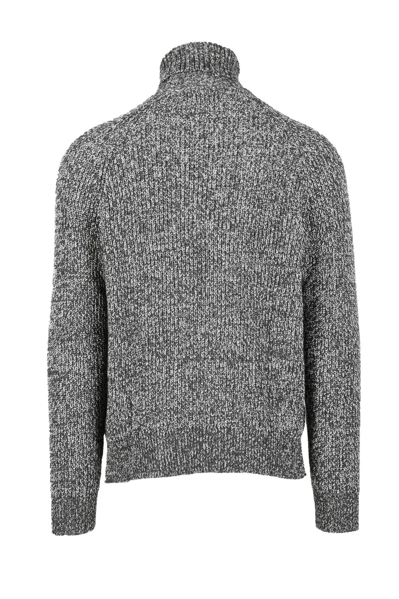 Cashmere Sweater High Neck - White/Brown