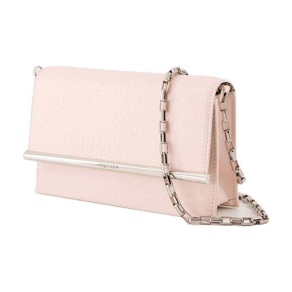 Mini Cross Bar Purse - Leather - Pink/Silver
