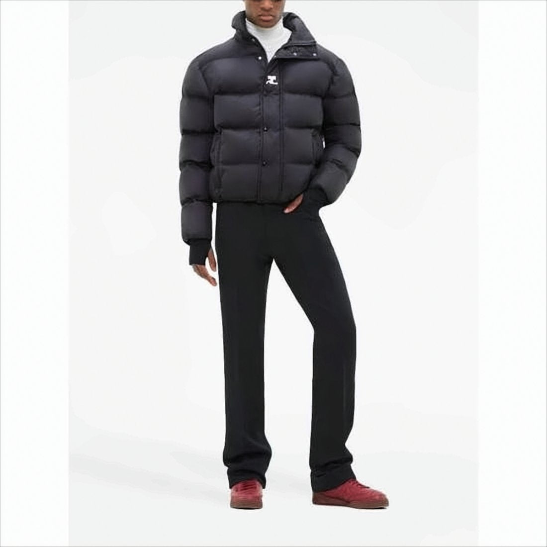 Quilted Down Coat with High Collar