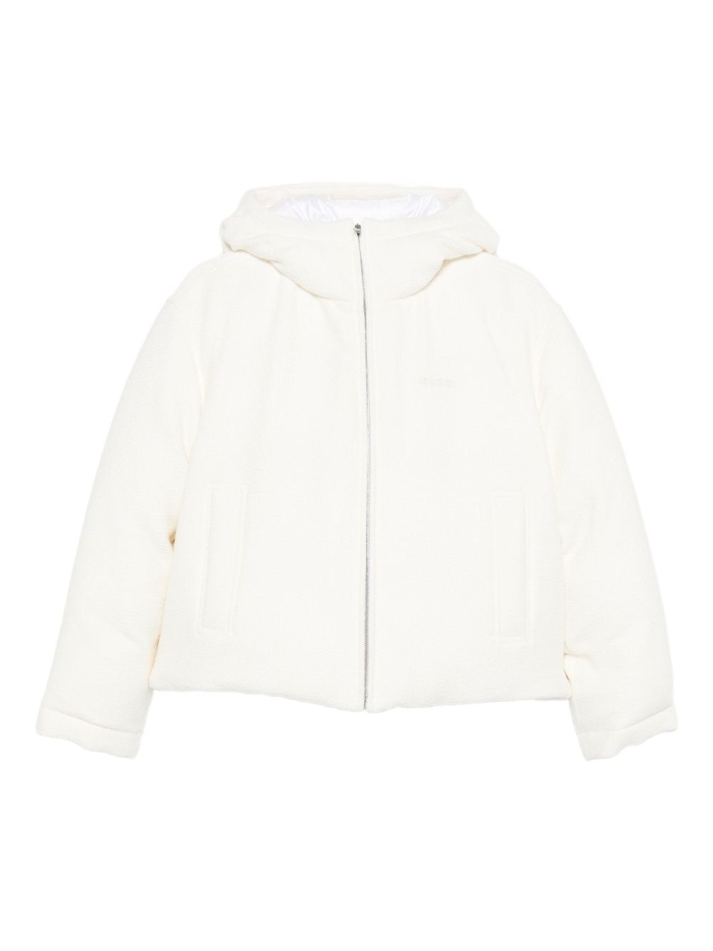 Cropped White Hooded Coat