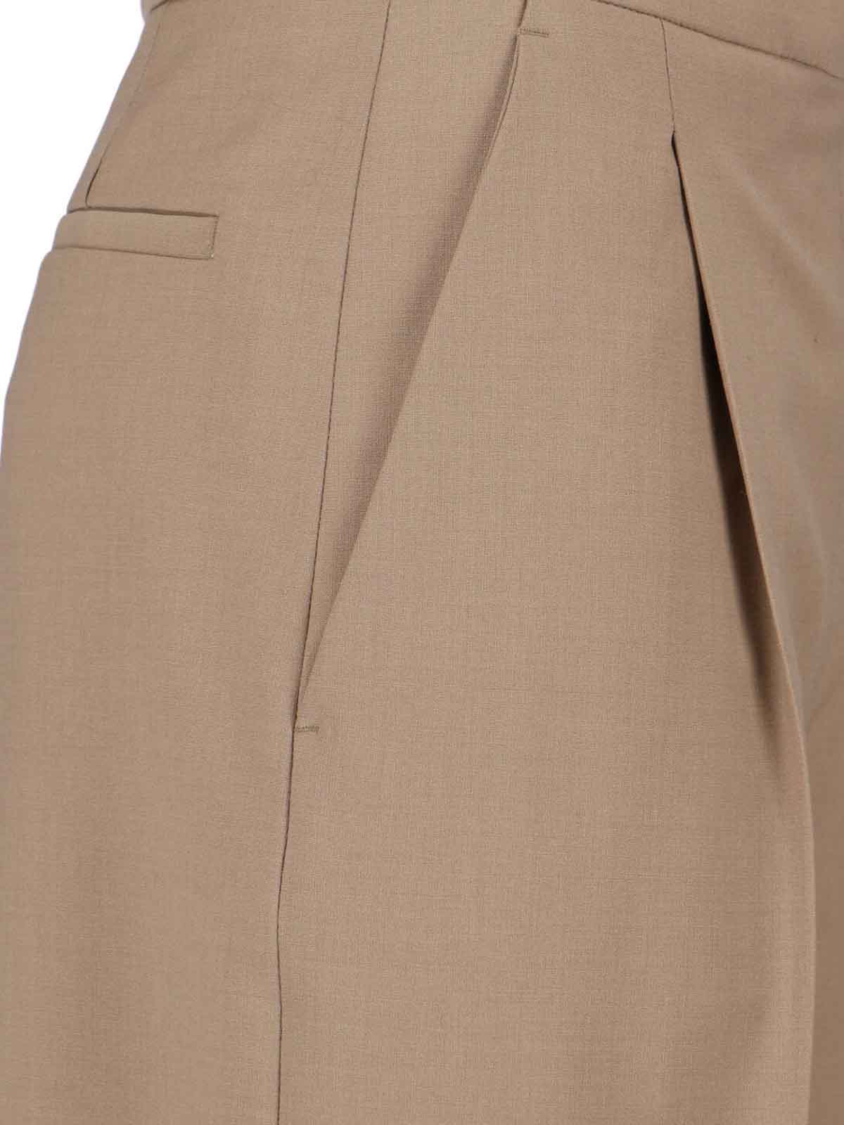 Brown Wool Blend Tailored Trousers