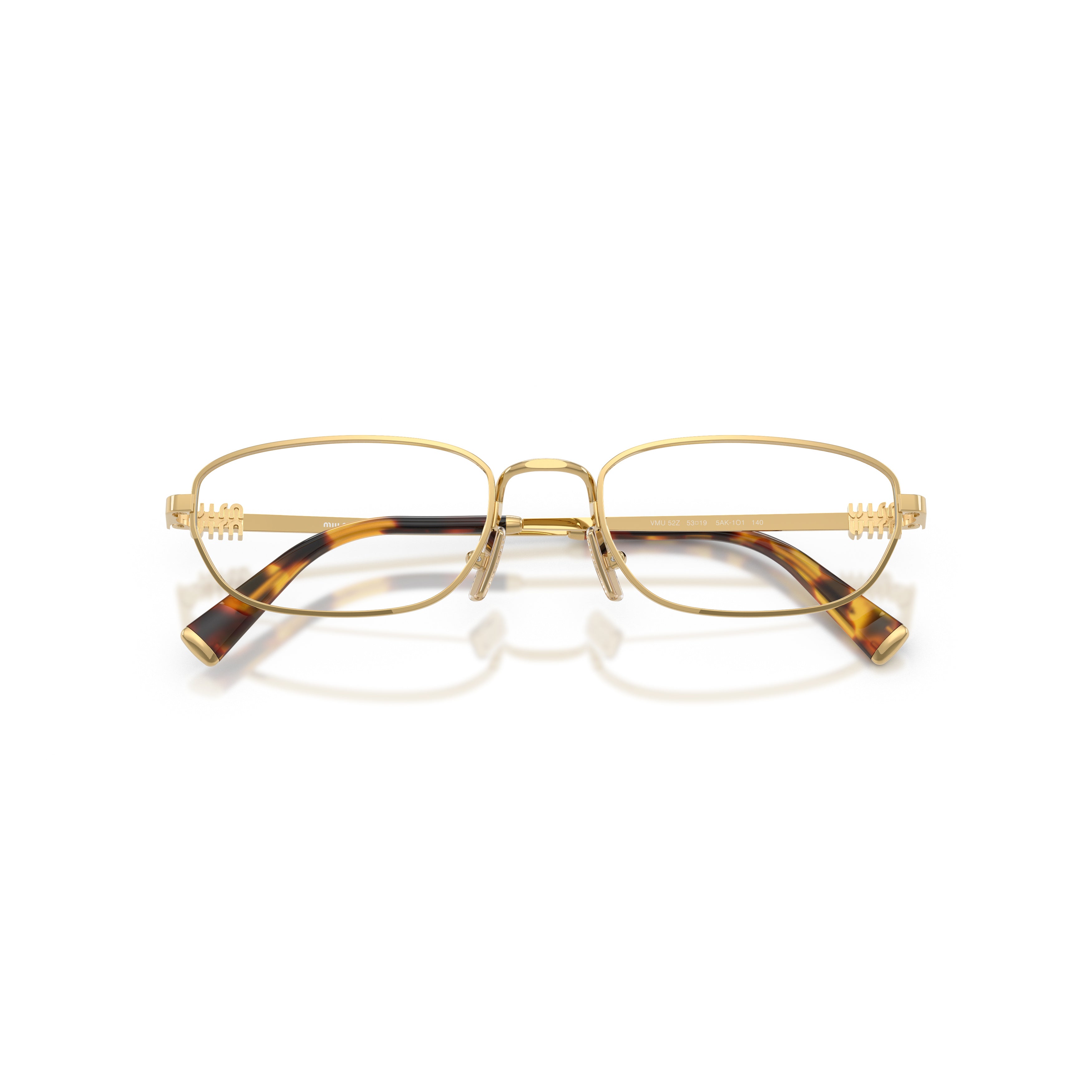 0mu 52zv Polished Gold Rectangular Metal Sunglasses