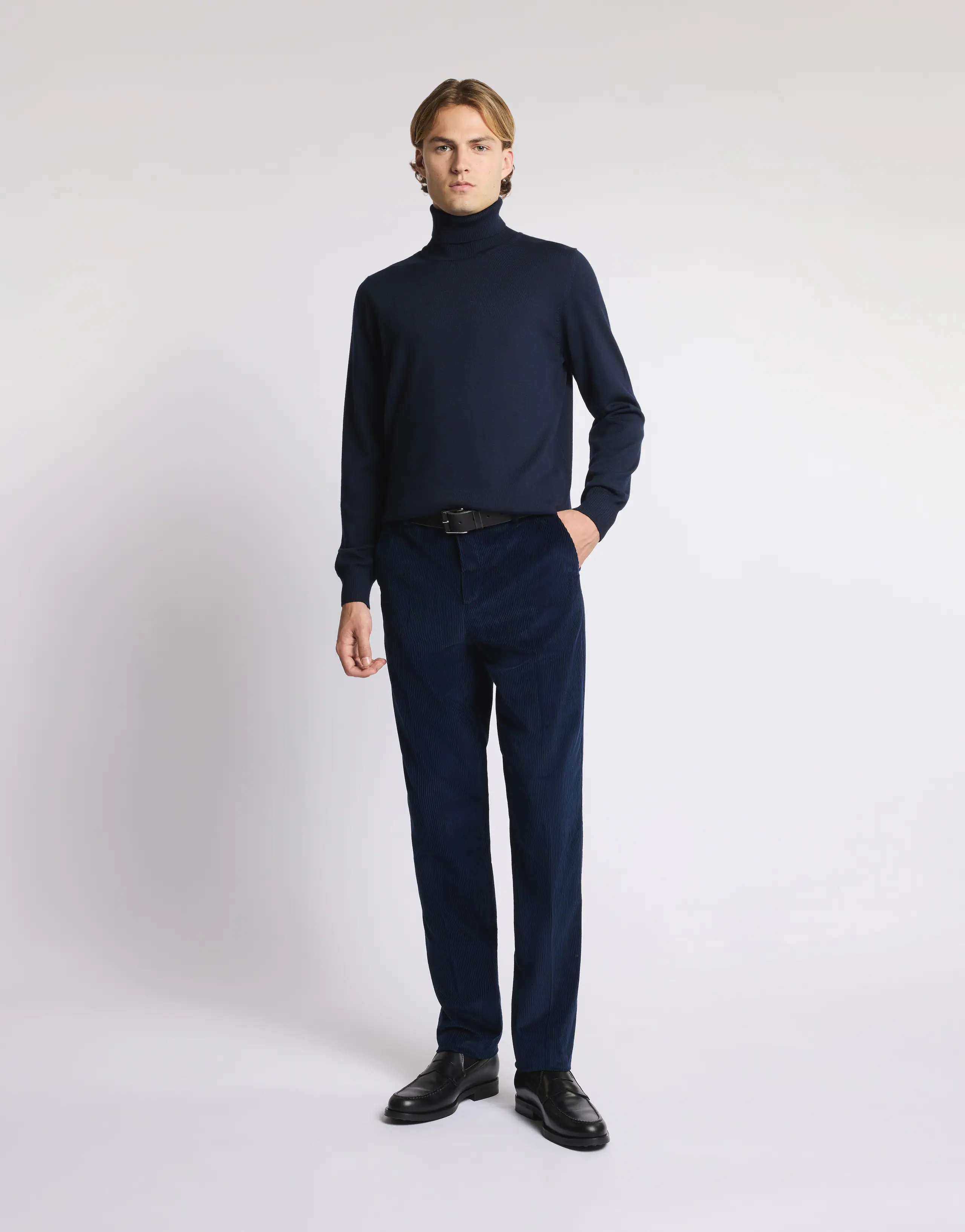 Timeless Navy Blue Turtleneck Sweater