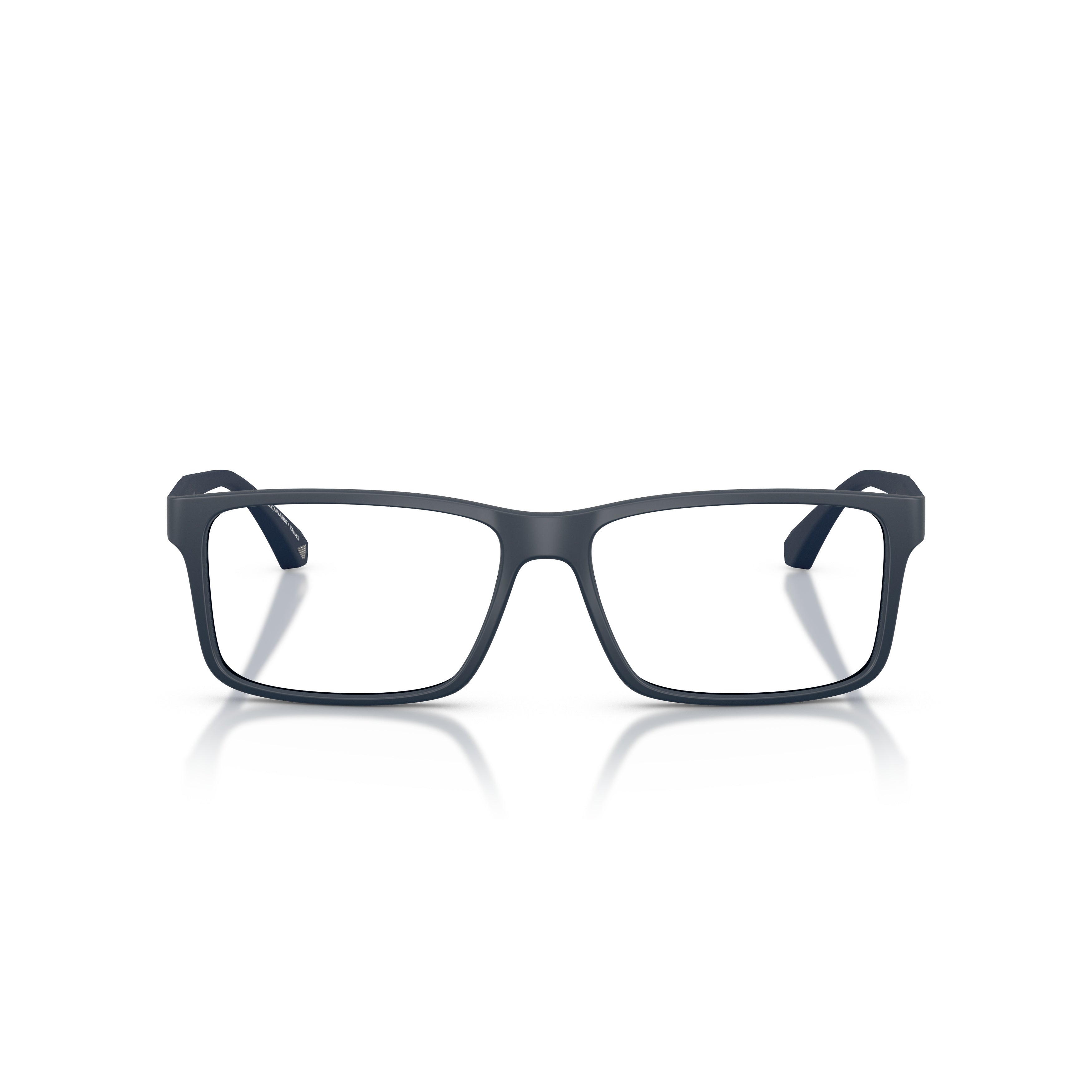 0ea3038 Rectangular Matte Black Eyeglass Frames with Curved Temples