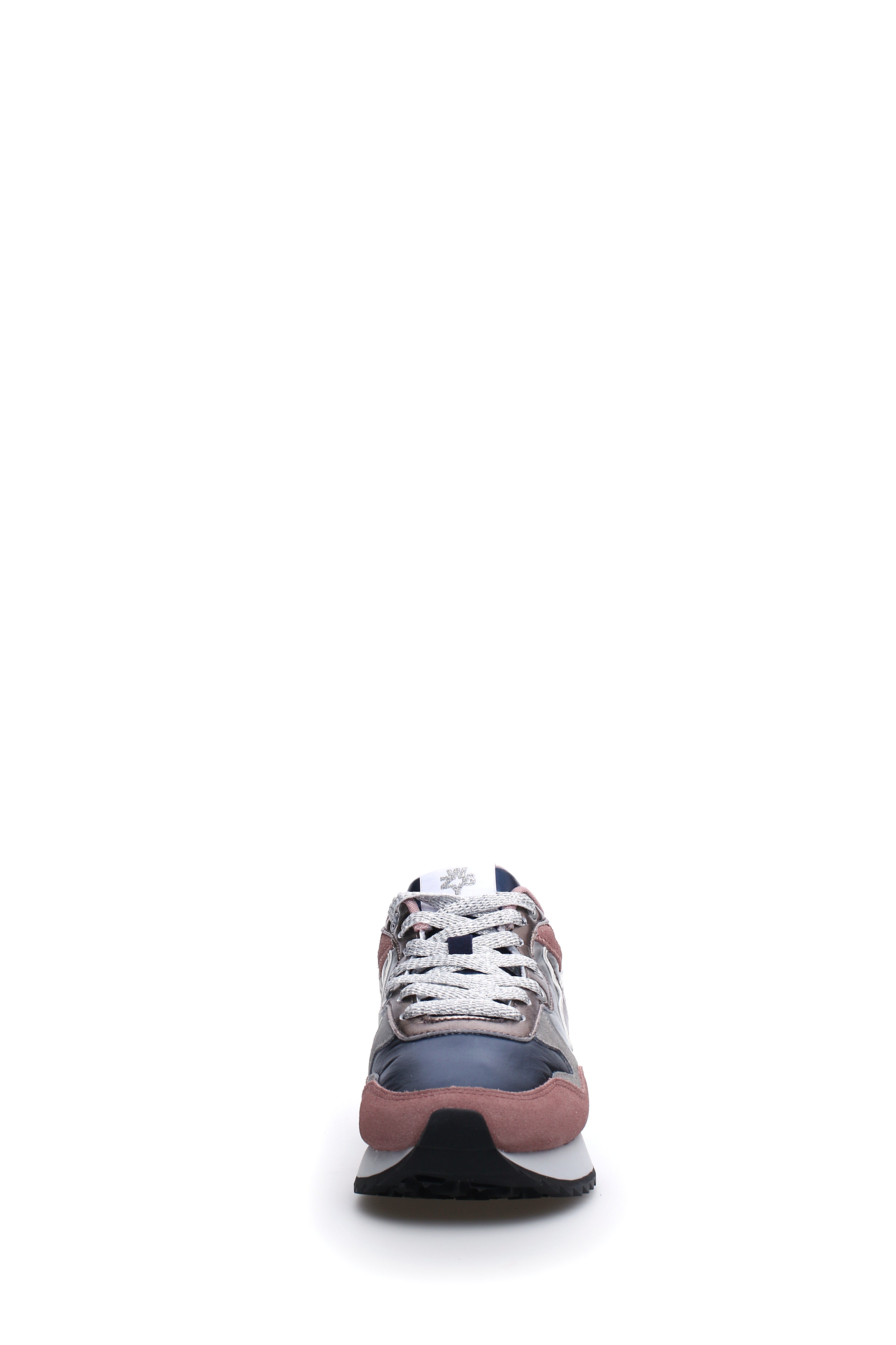 Navy Blue Technical Fabric Eco-Leather Sneakers