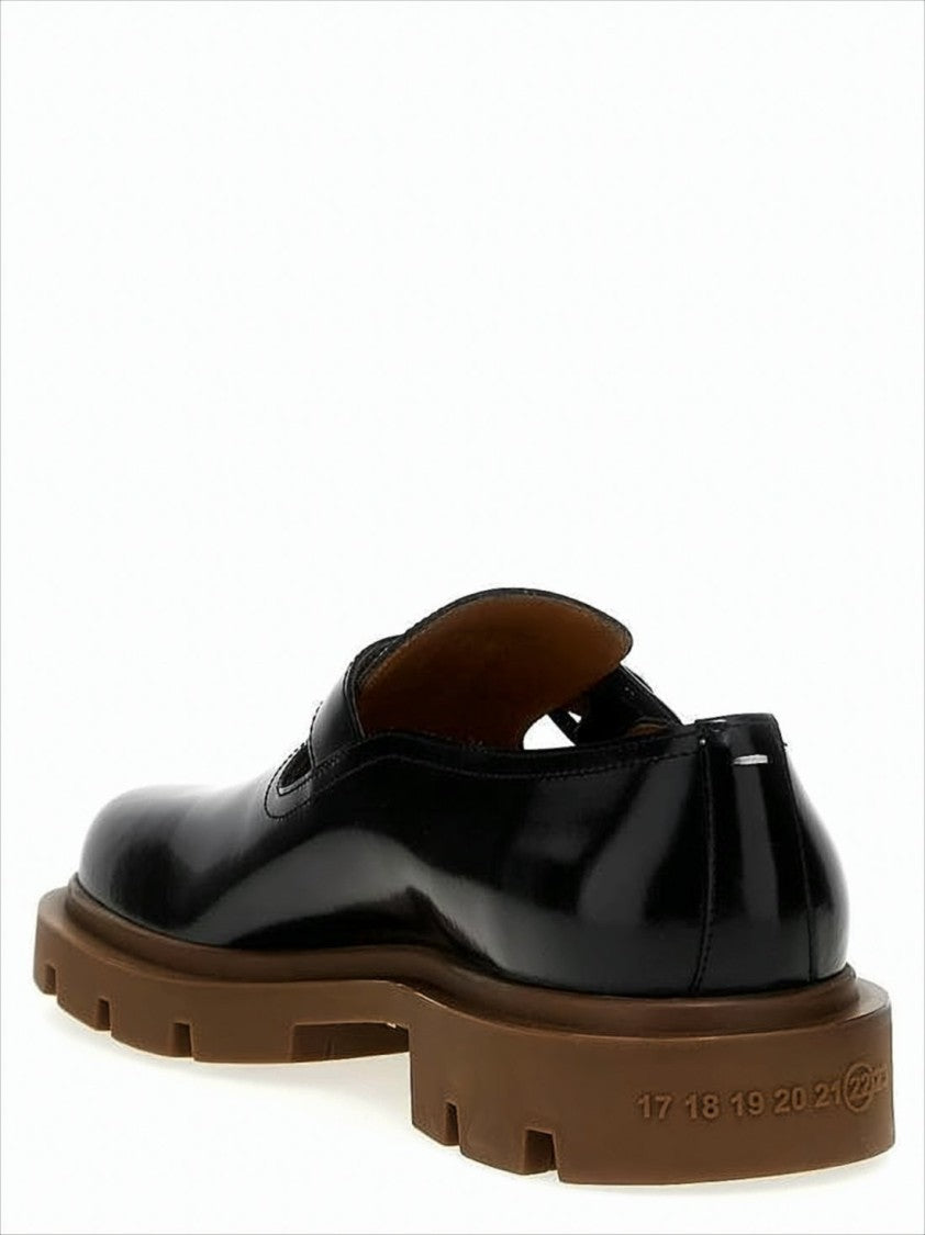 Polished Black Calf Leather Loafers With Buckle Strap