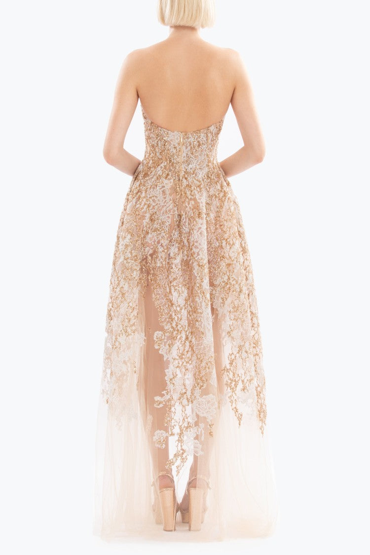 Embroidered Strapless Dress
