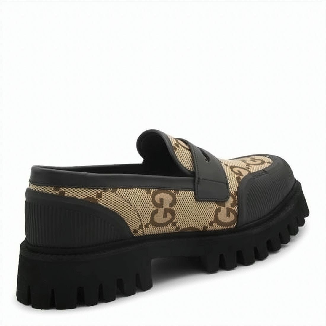 Chunky Sole Brown Monogram Pattern Loafers