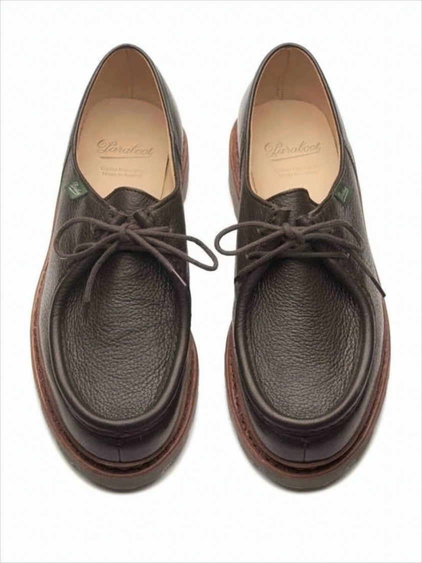 Moccasin Toe Dress Shoes with Textured Leather Upper