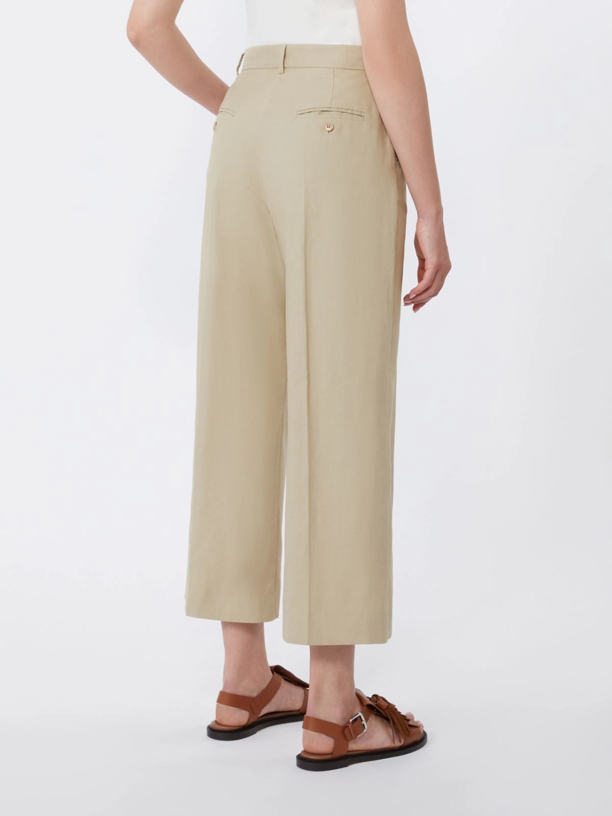 Wide-Leg Cropped Pants with High Waist