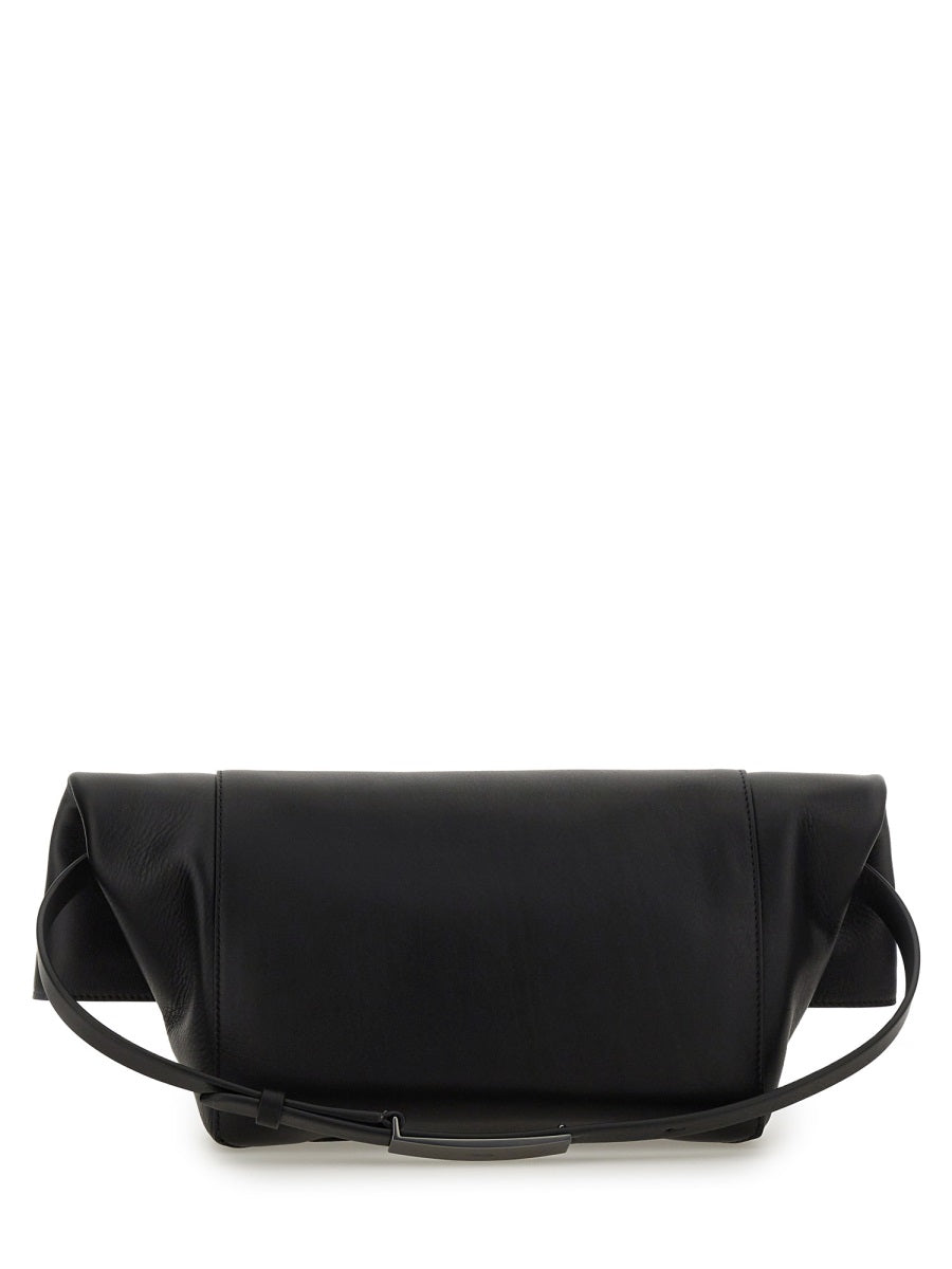 Medium Brown Calf Leather Clutch with Flap Closure
