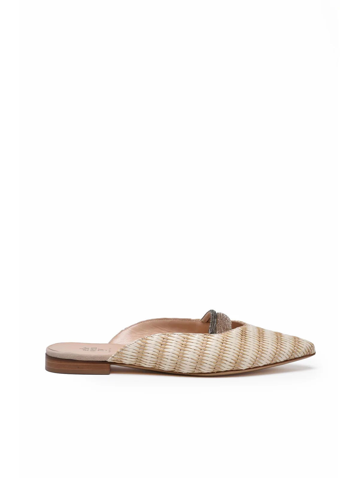 Beige Raffia Leather Sabot